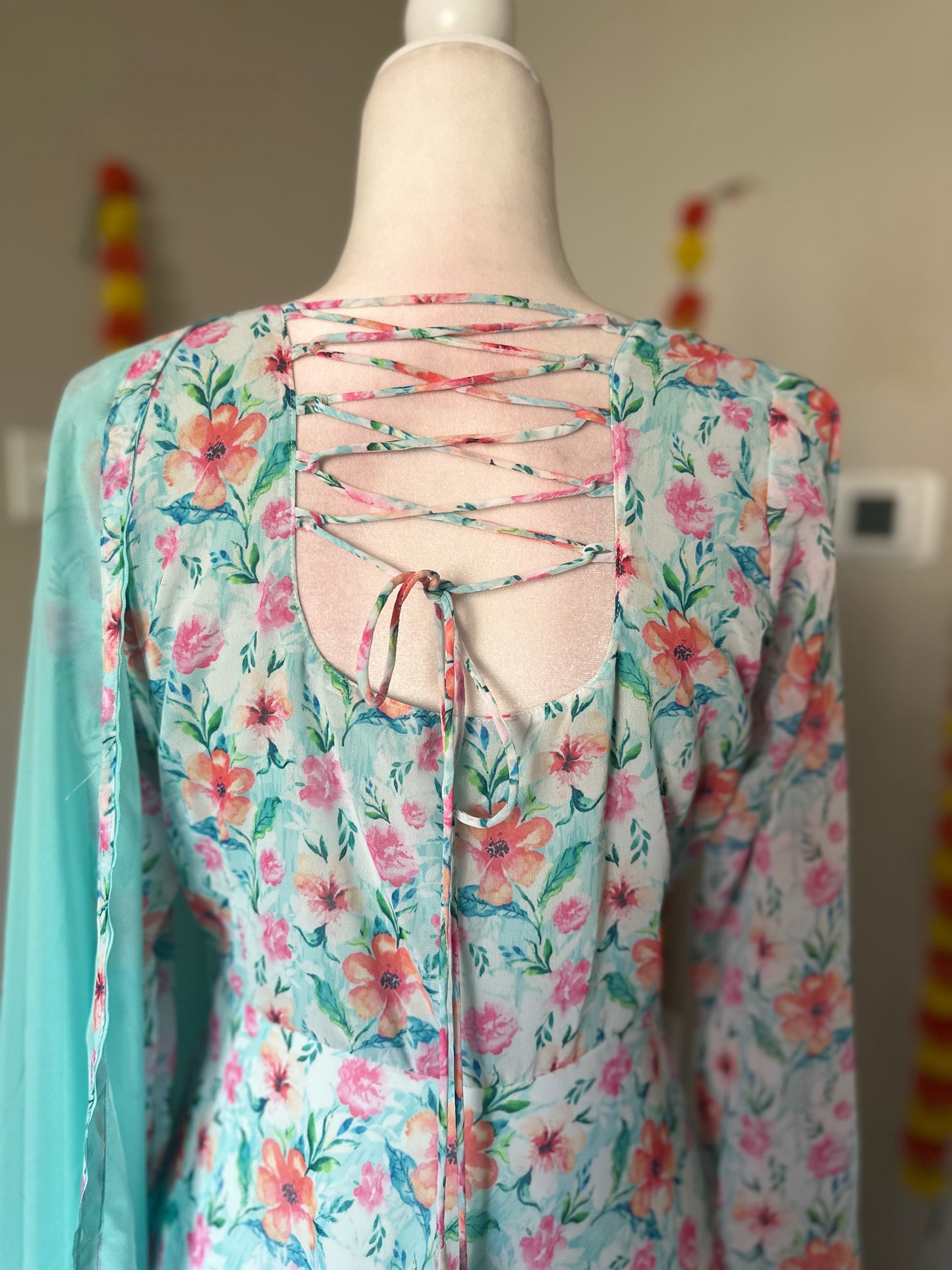 Blue Floral Georgette Maxi