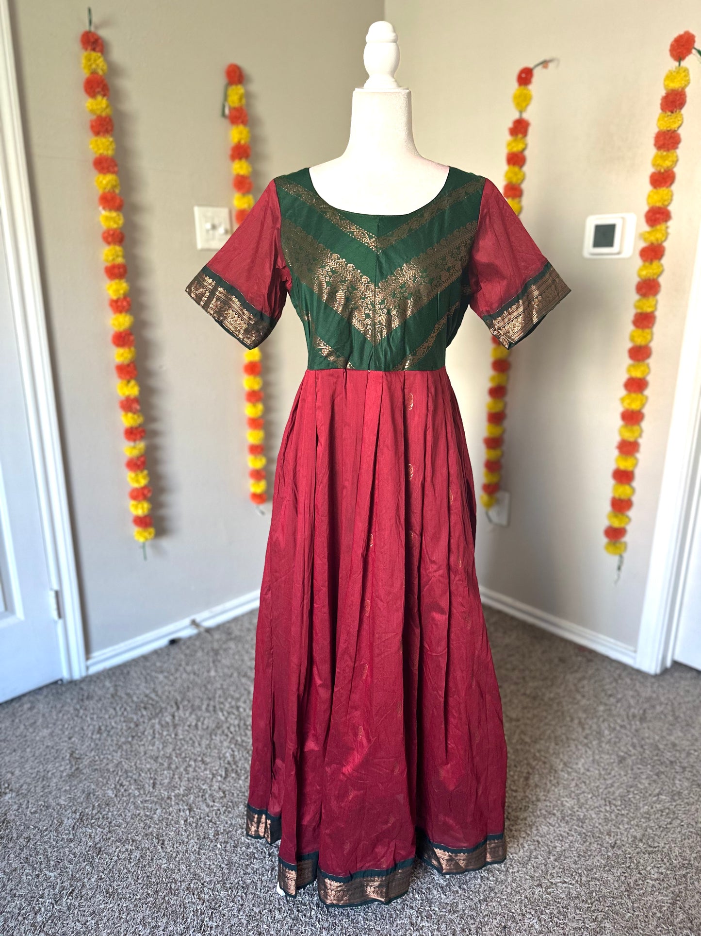 Red kalyani cotton Festive Maxi