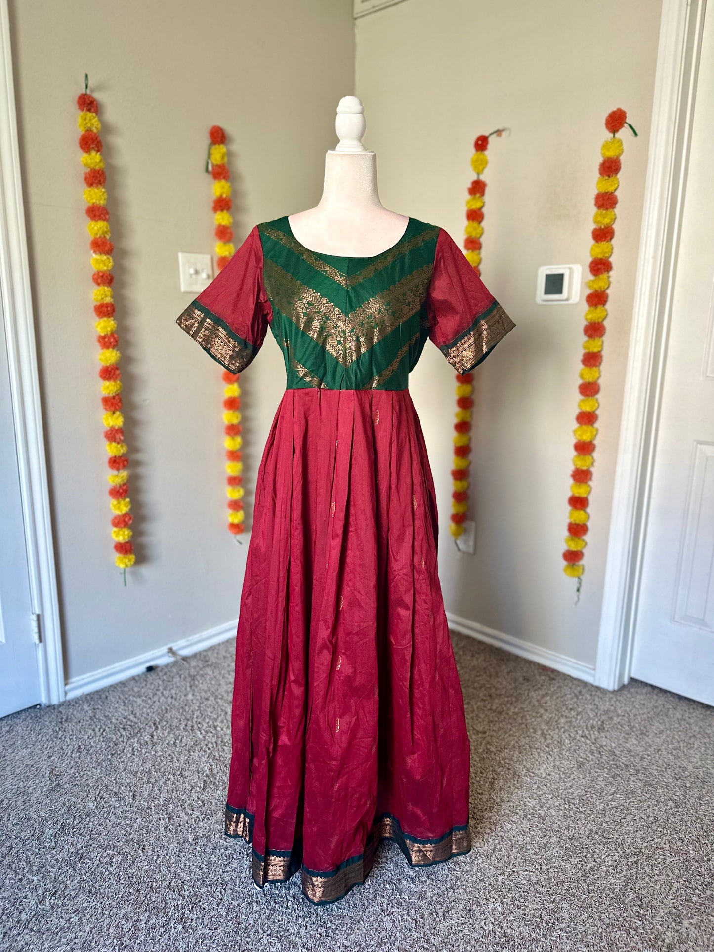 Red kalyani cotton Festive Maxi