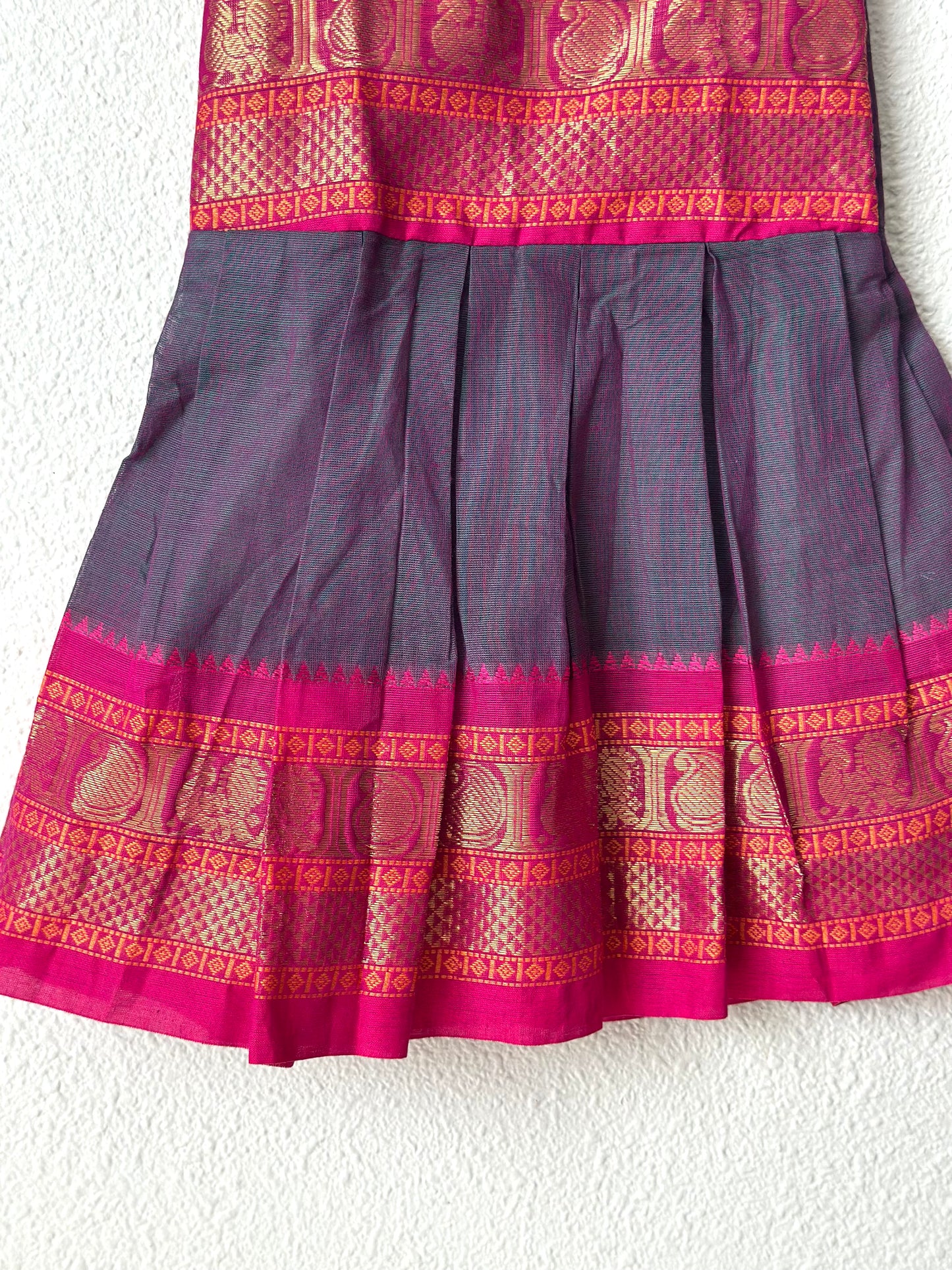 Dual tone pink and grey kanchi cotton infant frock