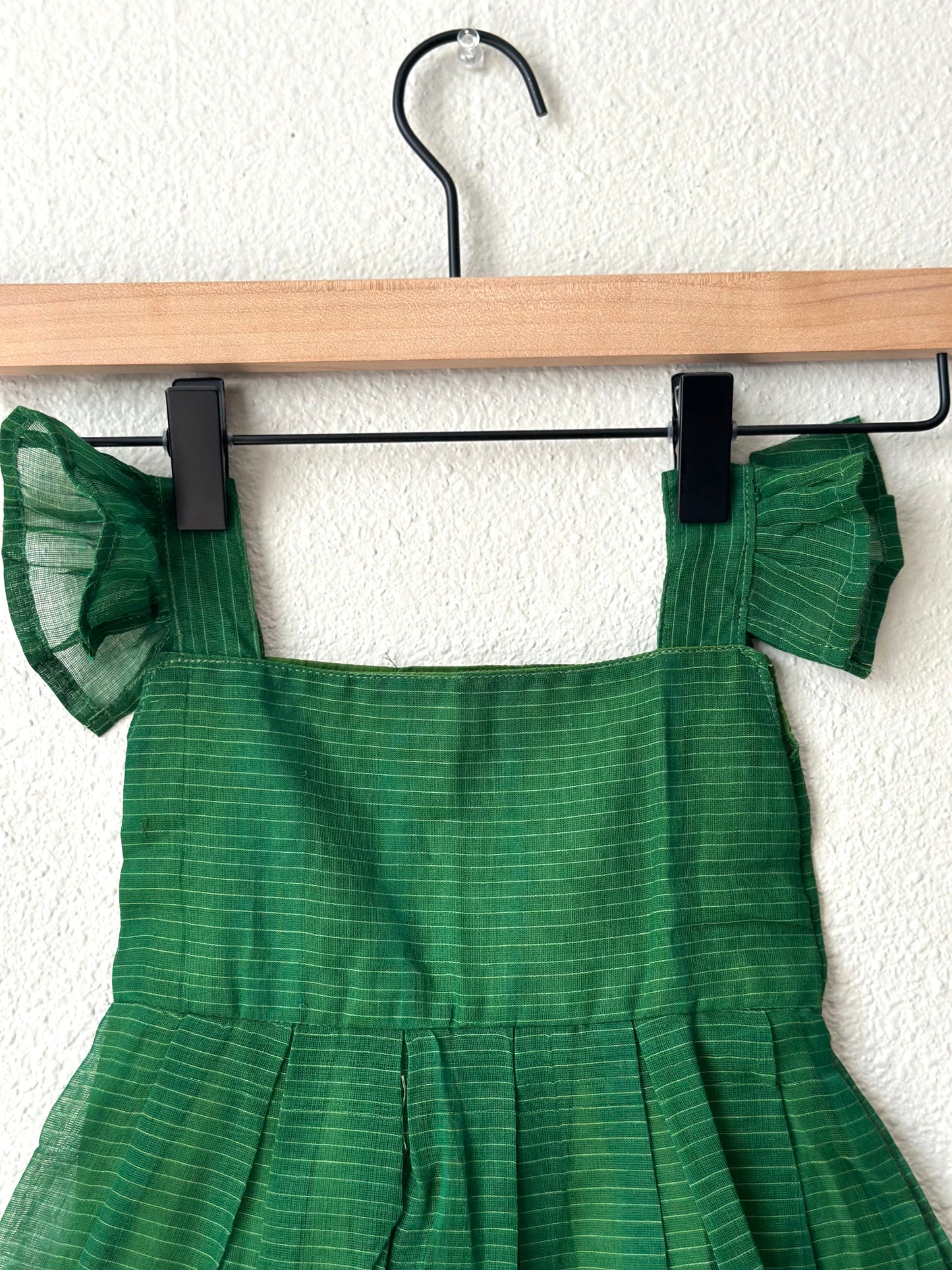 Green and Orange Narayanpet infant frock