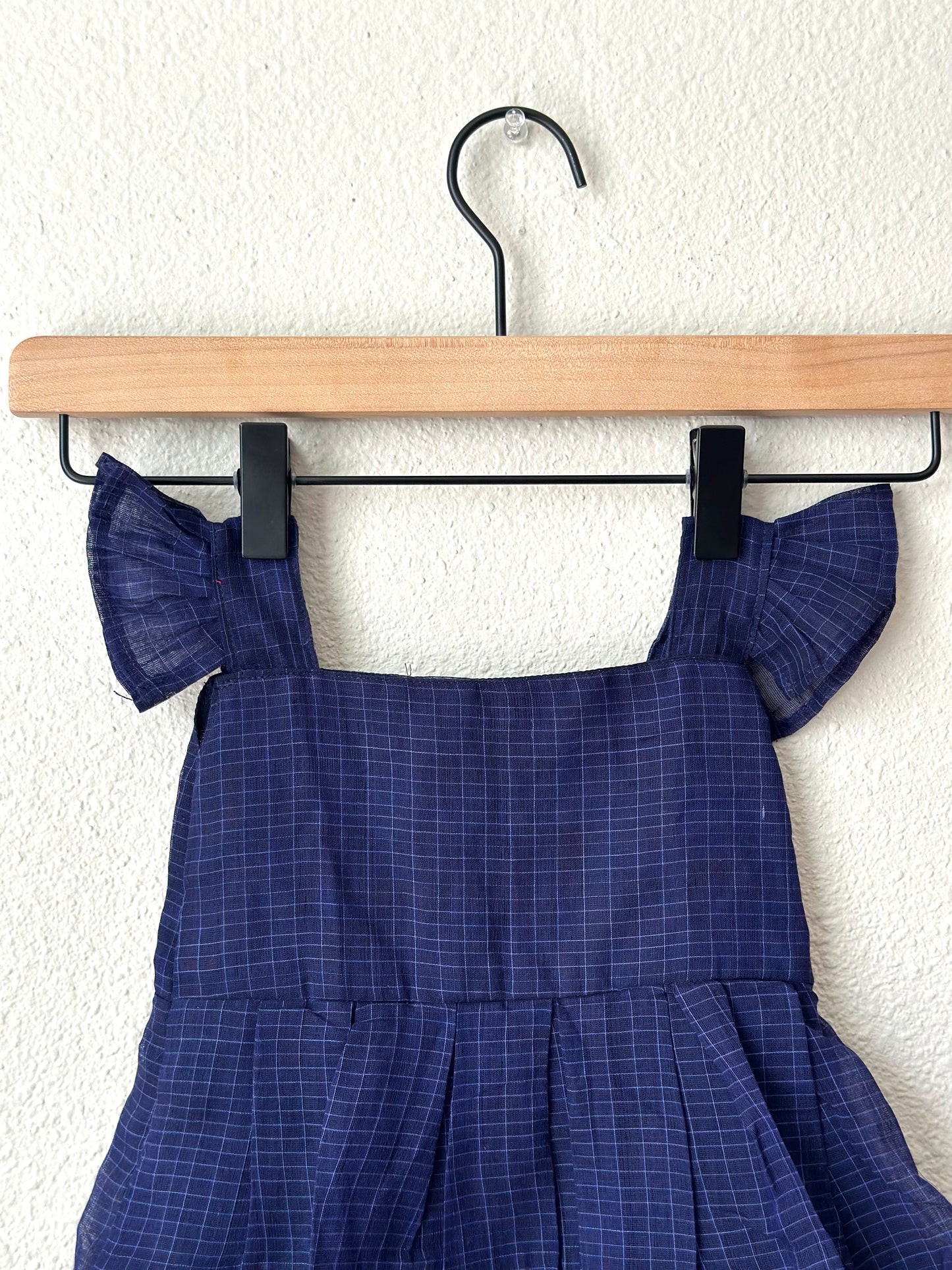 Blue and Mustard Narayanpet infant frock