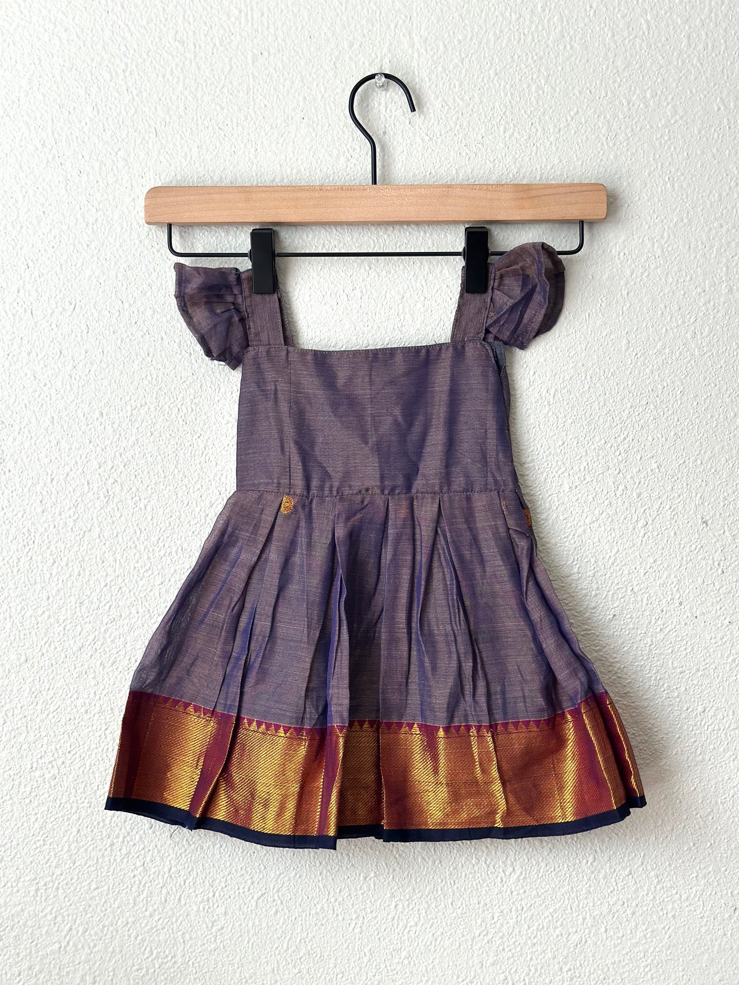 Dual tone Purplish Narayanpet infant frock