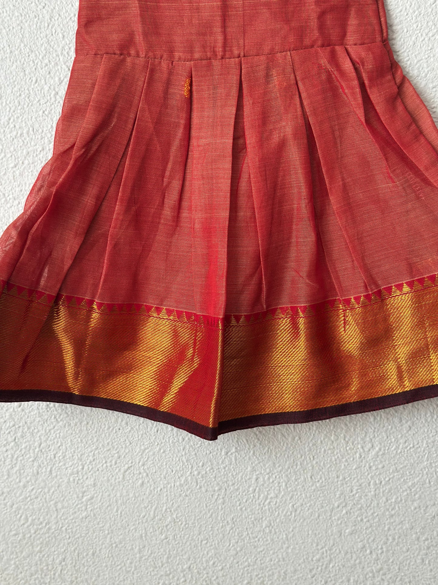 Dual tone Orange Narayanpet infant frock