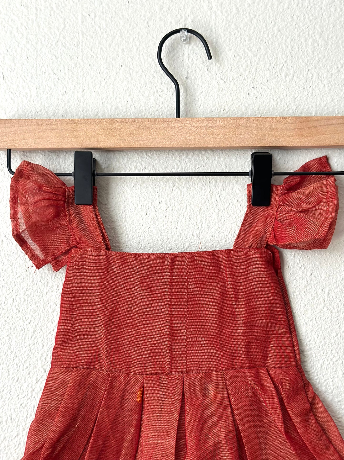 Dual tone Orange Narayanpet infant frock