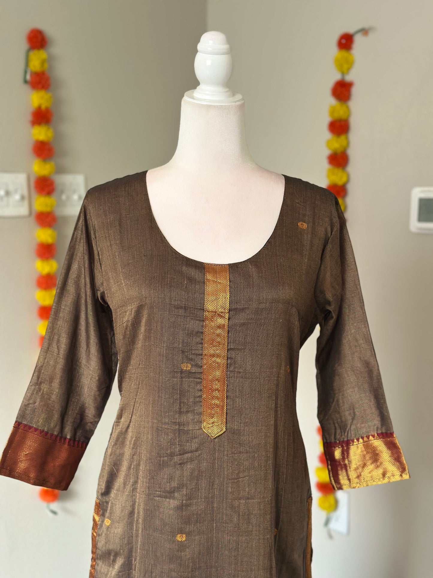 Grey and Black Narayanpet festive Salwar set