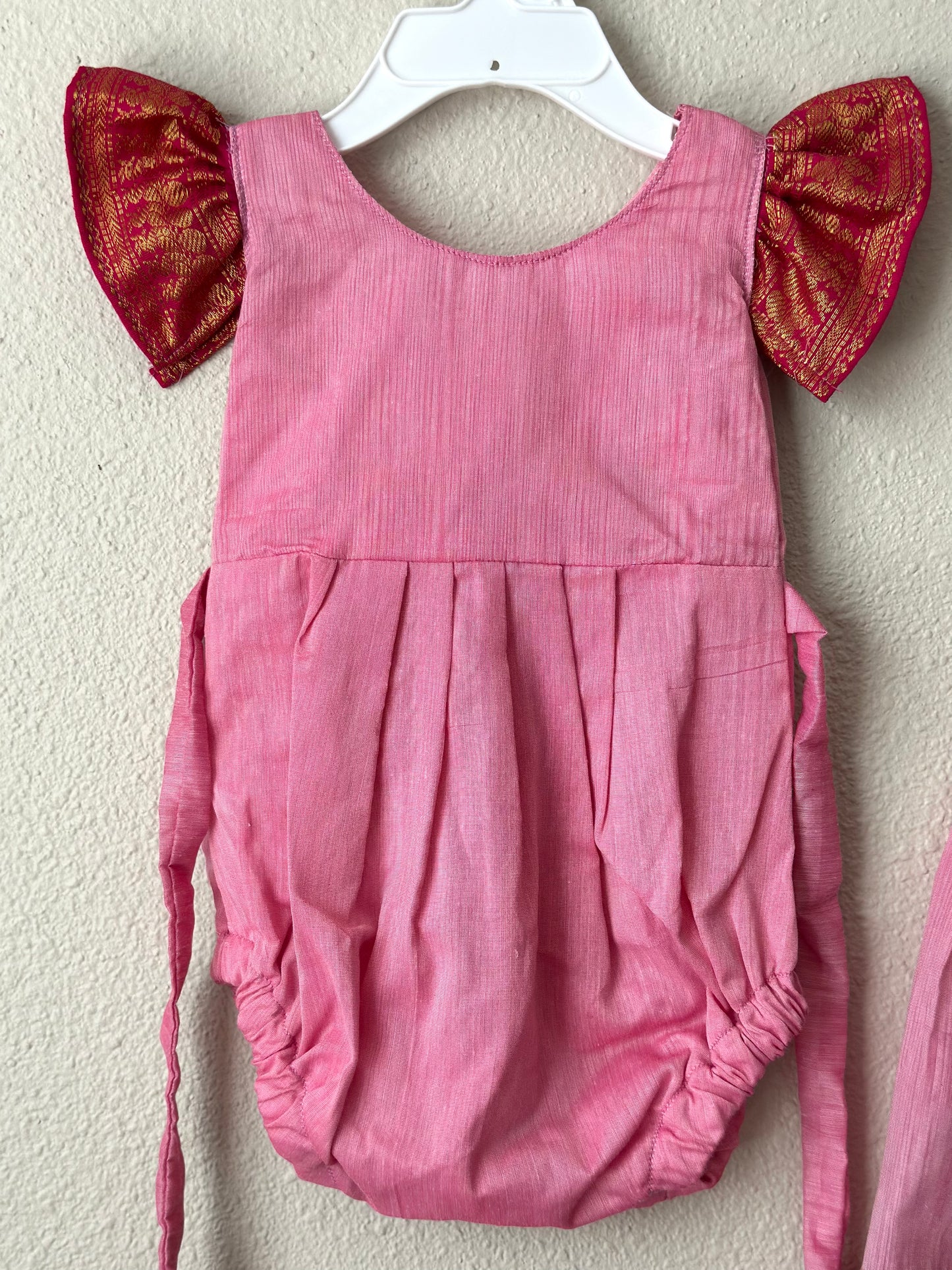 Pink kalyani cotton Infants Ethnic onesie