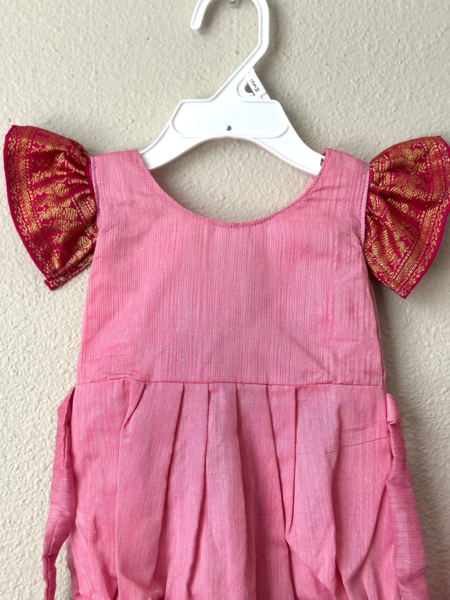 Pink kalyani cotton Infants Ethnic onesie