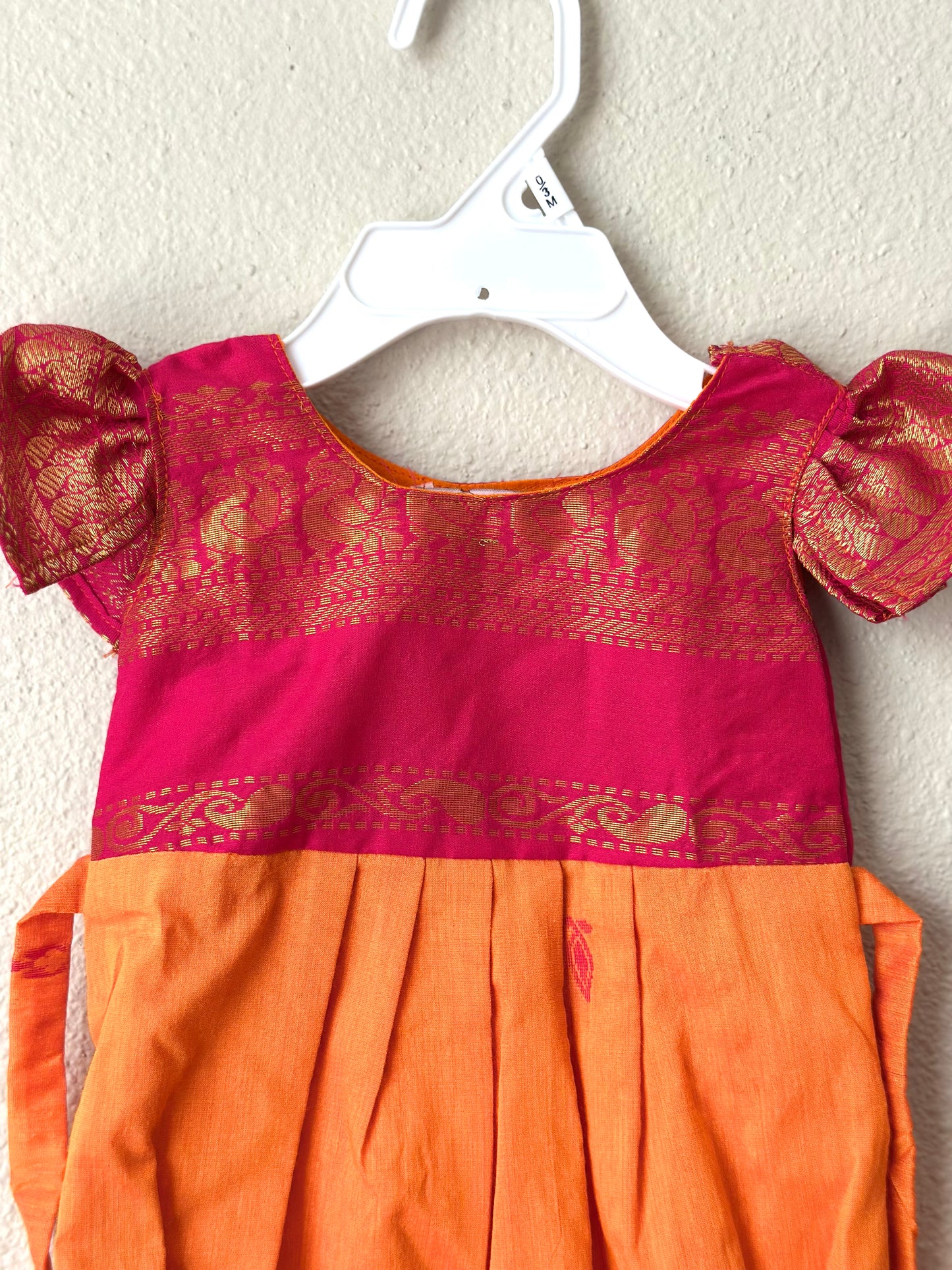 Orange kalyani cotton Infants Ethnic onesie