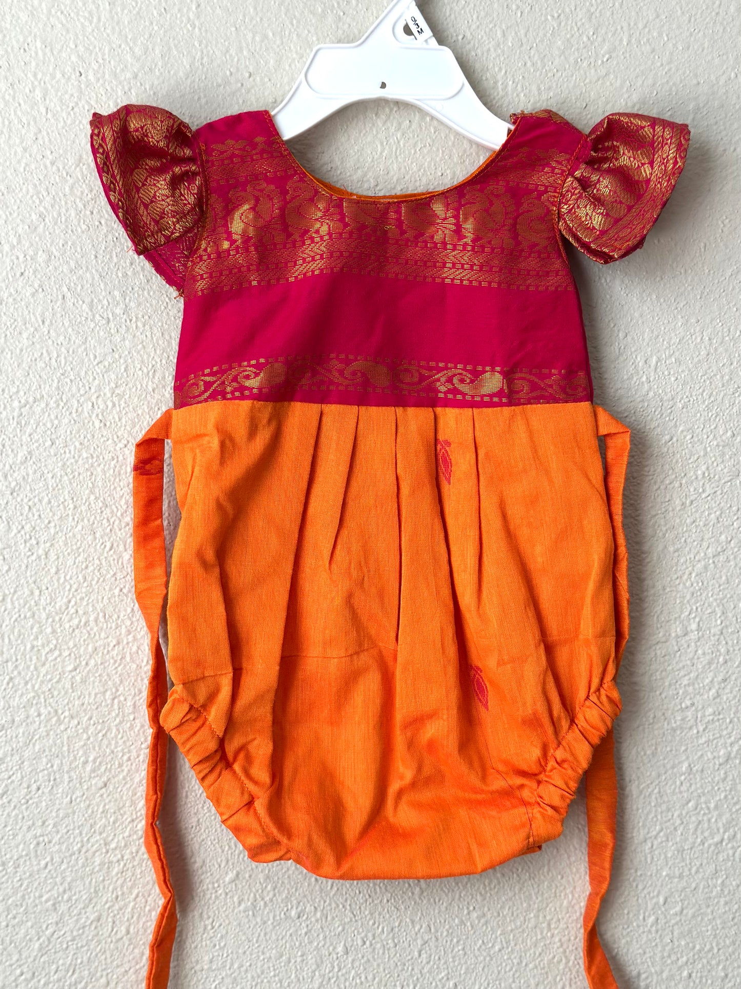 Orange kalyani cotton Infants Ethnic onesie