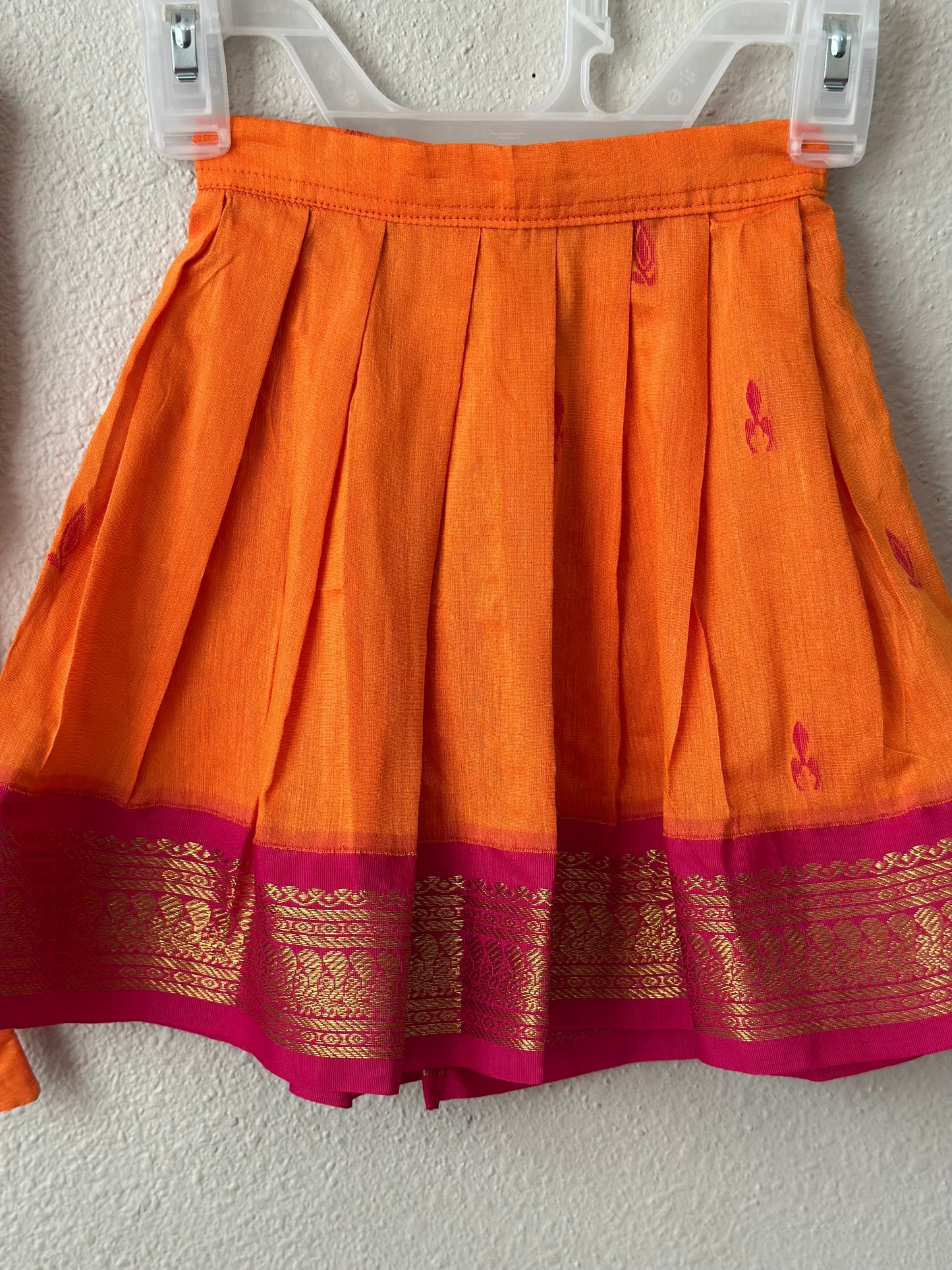 Orange kalyani cotton Infants Ethnic onesie