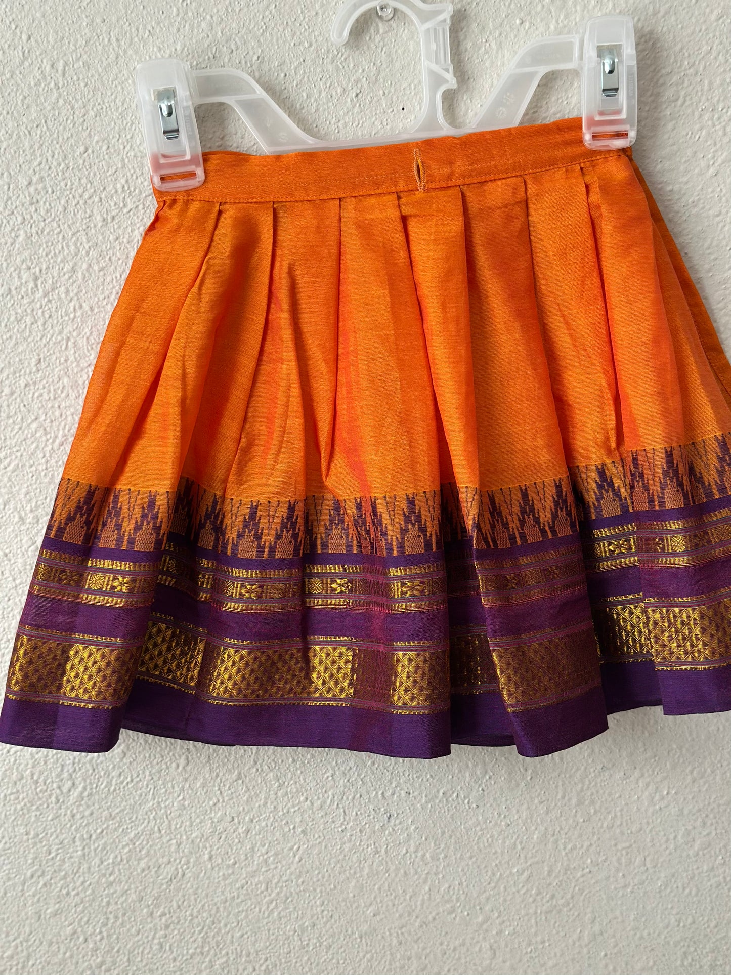 Orange and purple Narayanpet cotton Infants Ethnic onesie
