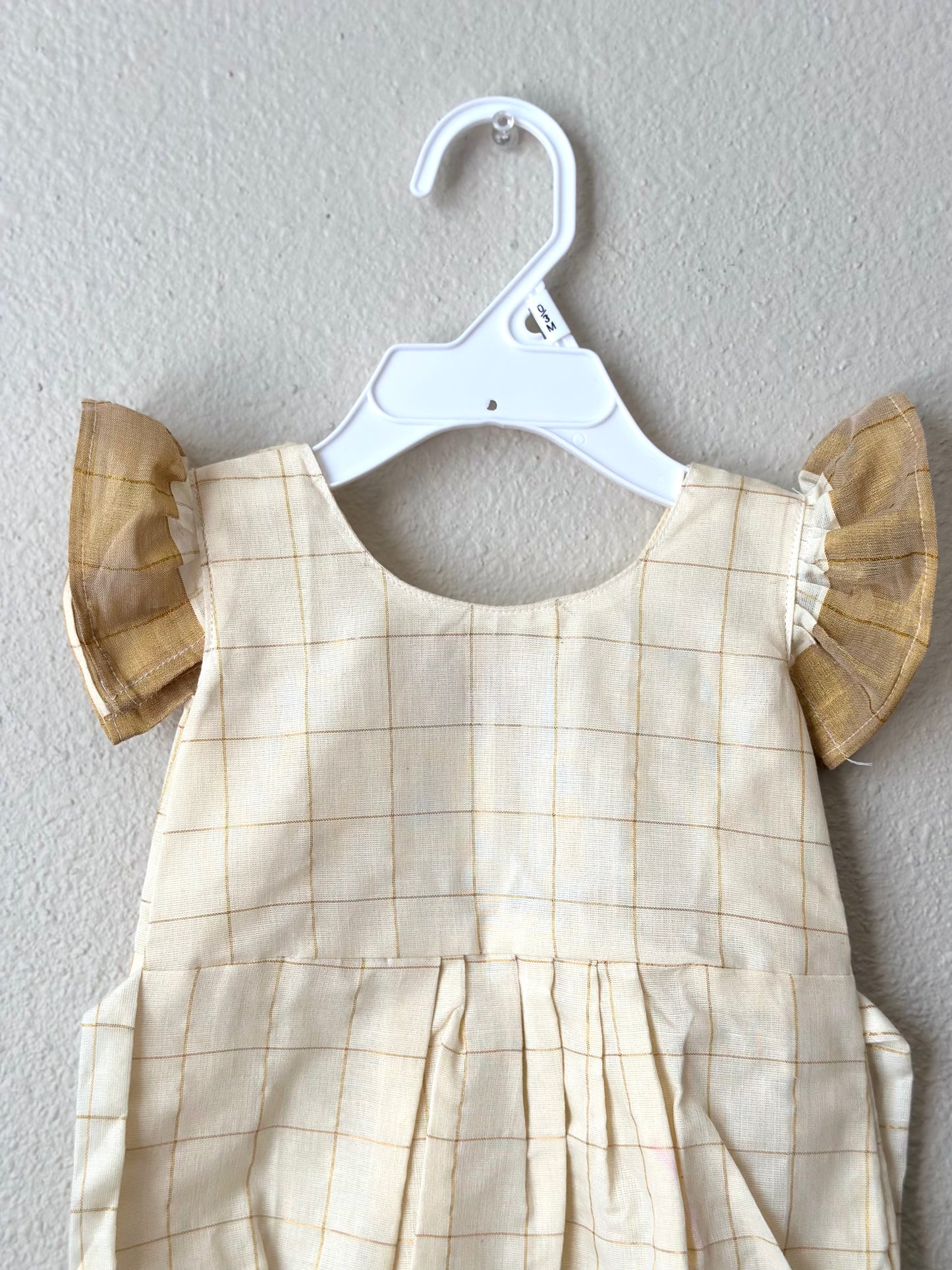 Half white Kasavu cotton Infants Ethnic onesie