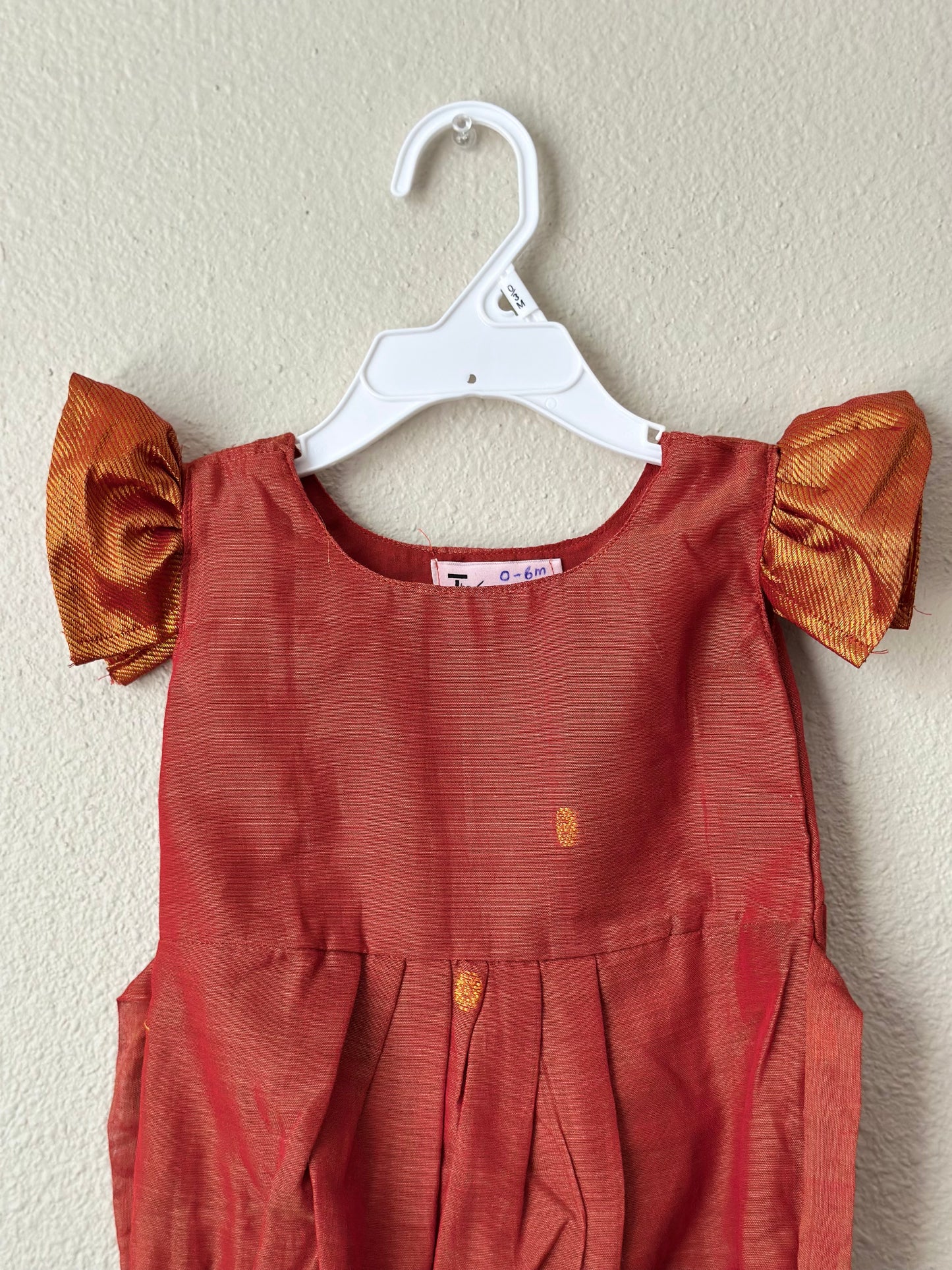 Dual tone Orange Narayanpet Infants Ethnic onesie