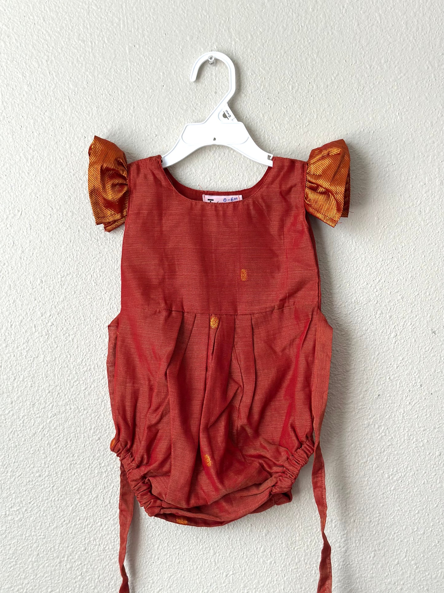 Dual tone Orange Narayanpet Infants Ethnic onesie
