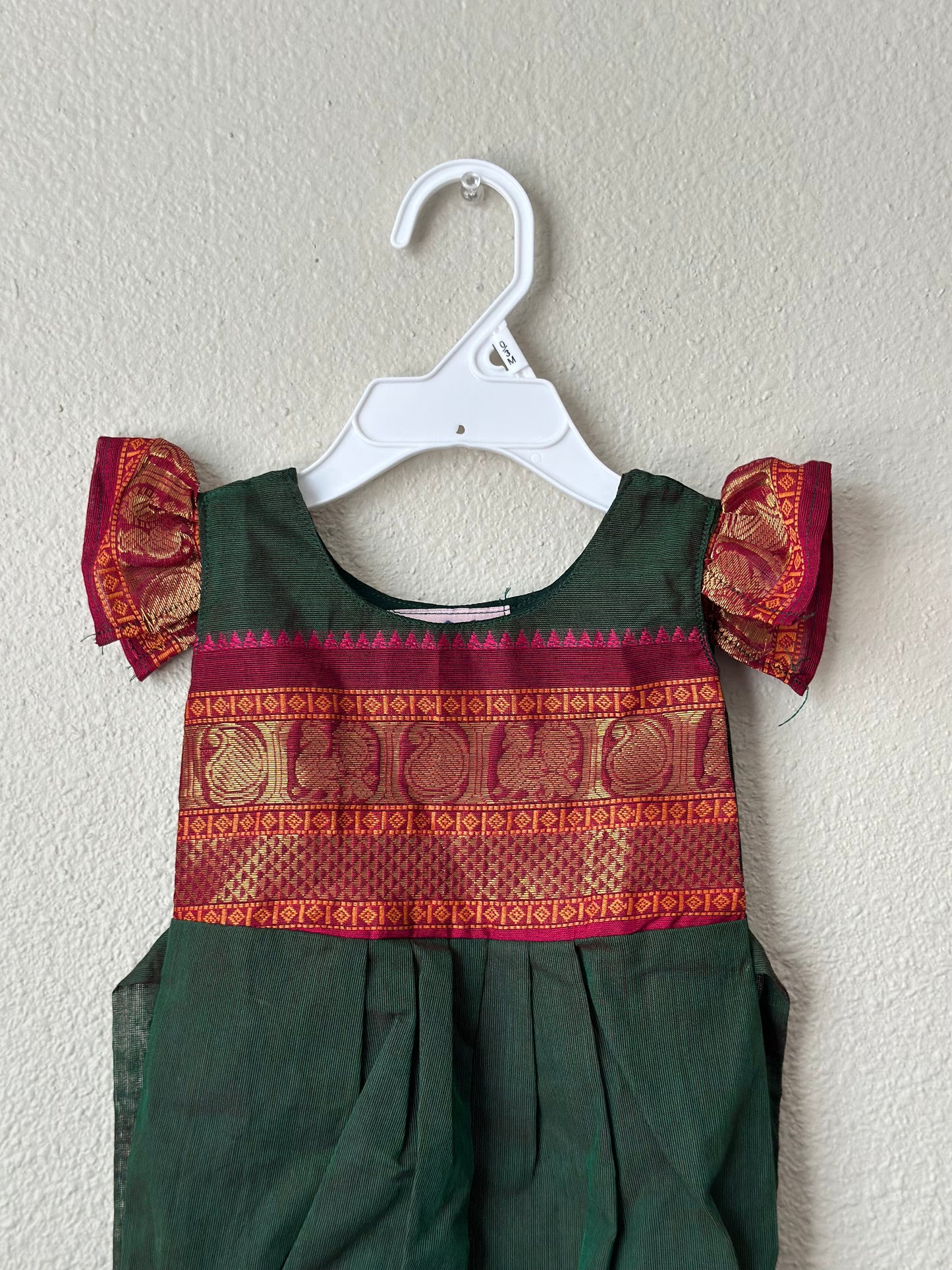 Bottle Green Kanchi cotton Infants Ethnic onesie