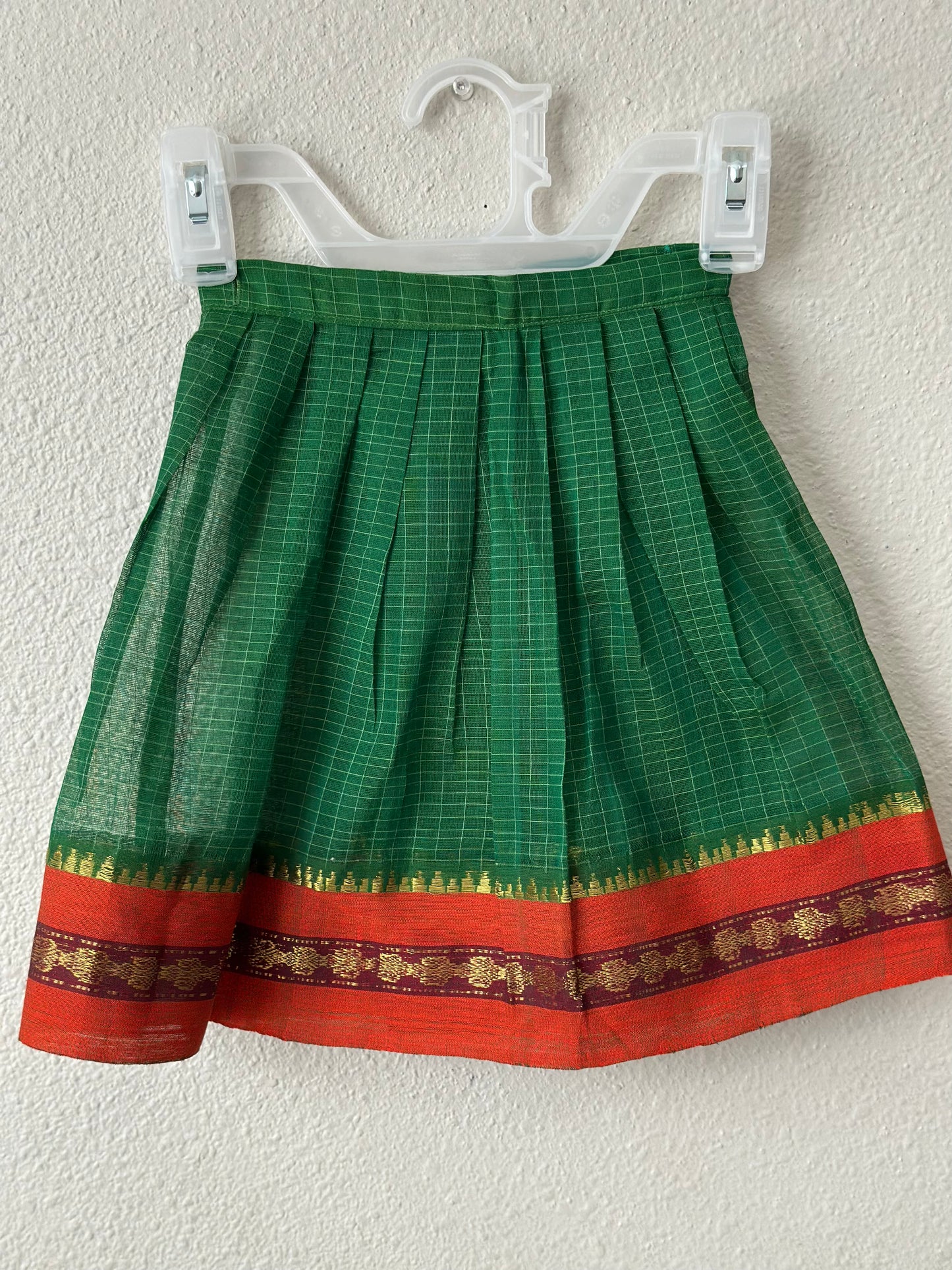 Green and Orange narayanpet cotton Infants Ethnic onesie