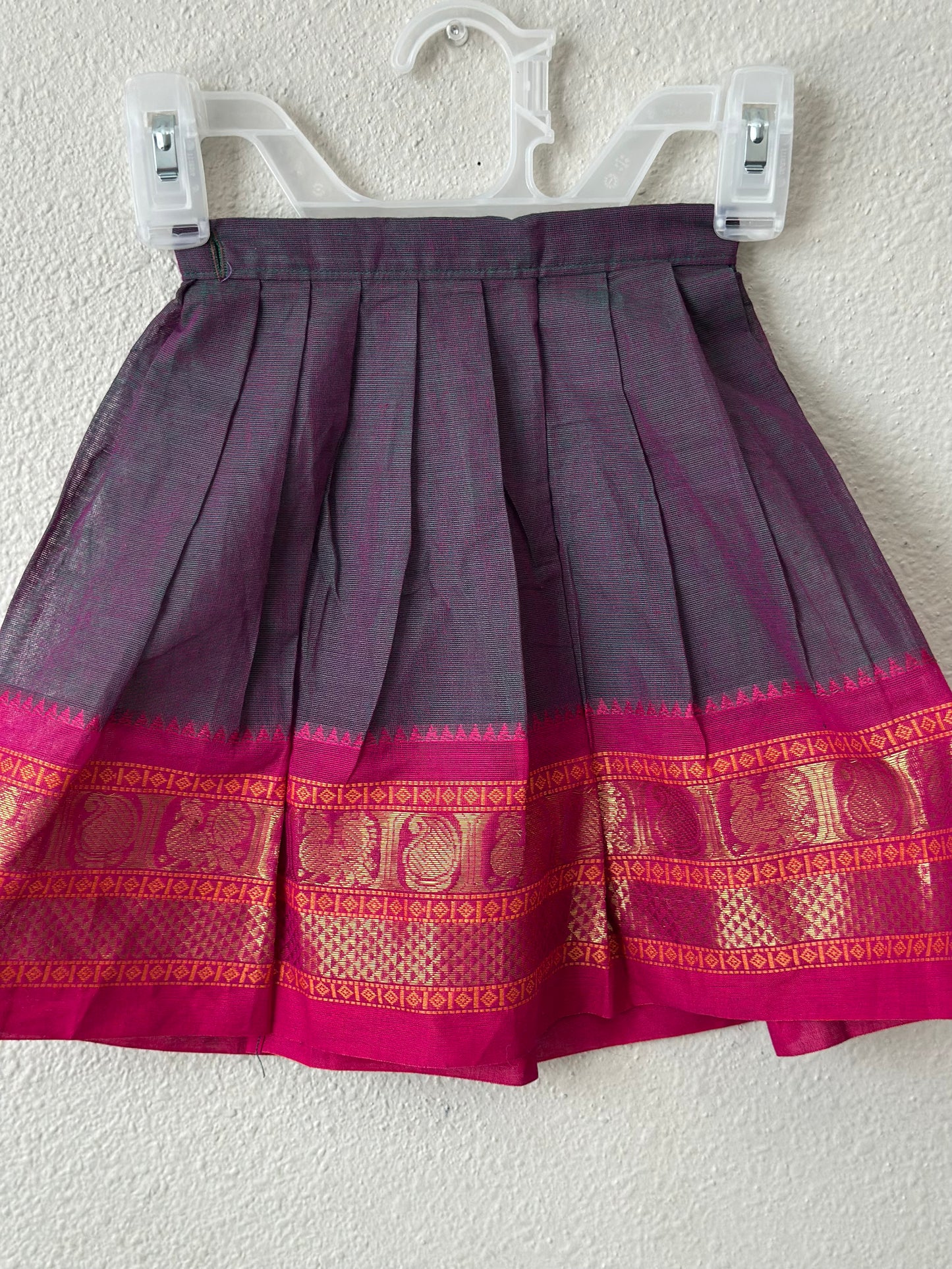 Grey and pink kanchi cotton Infants Ethnic onesie