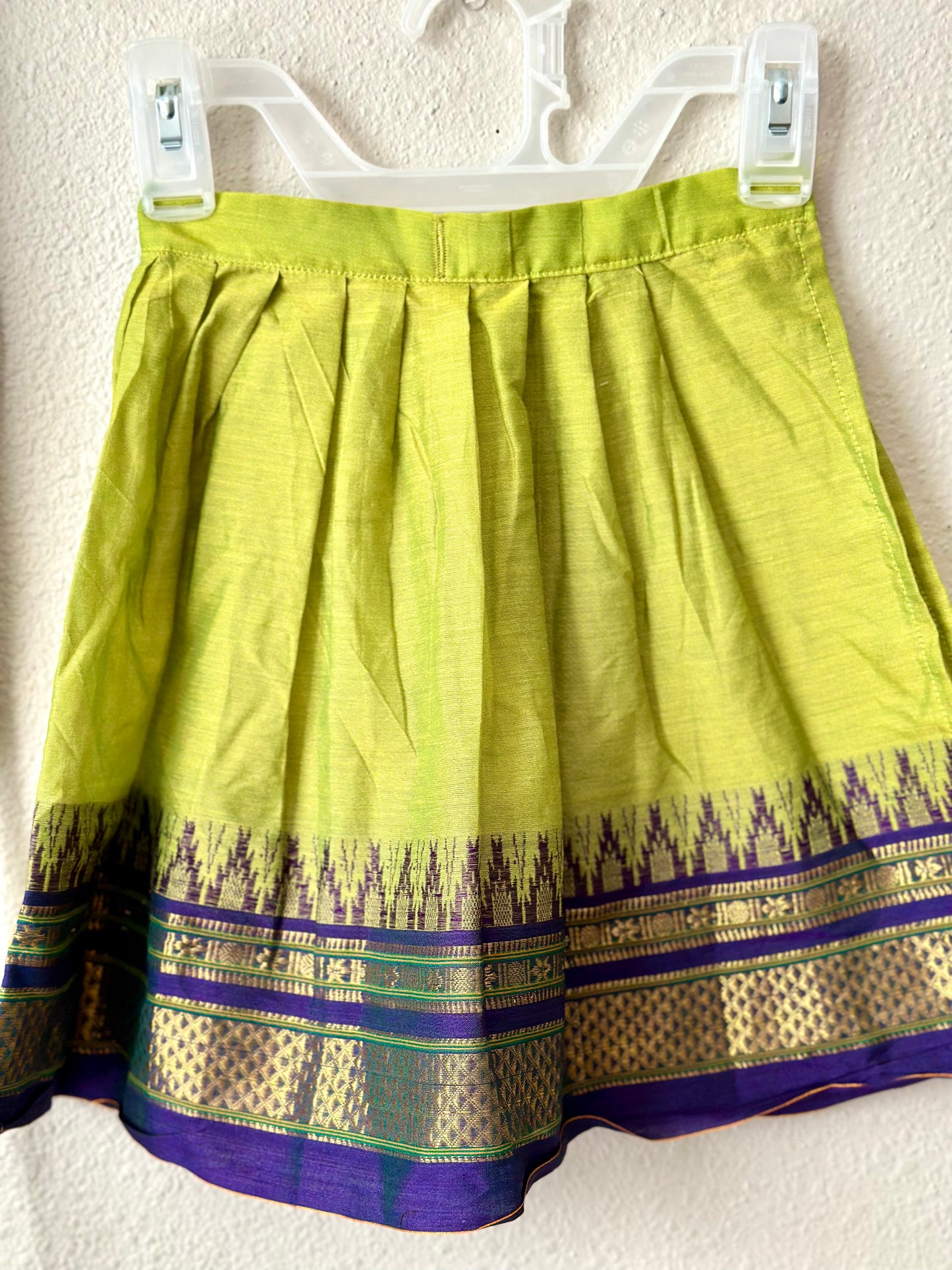 Green Narayanpet cotton infant ethnic onesie