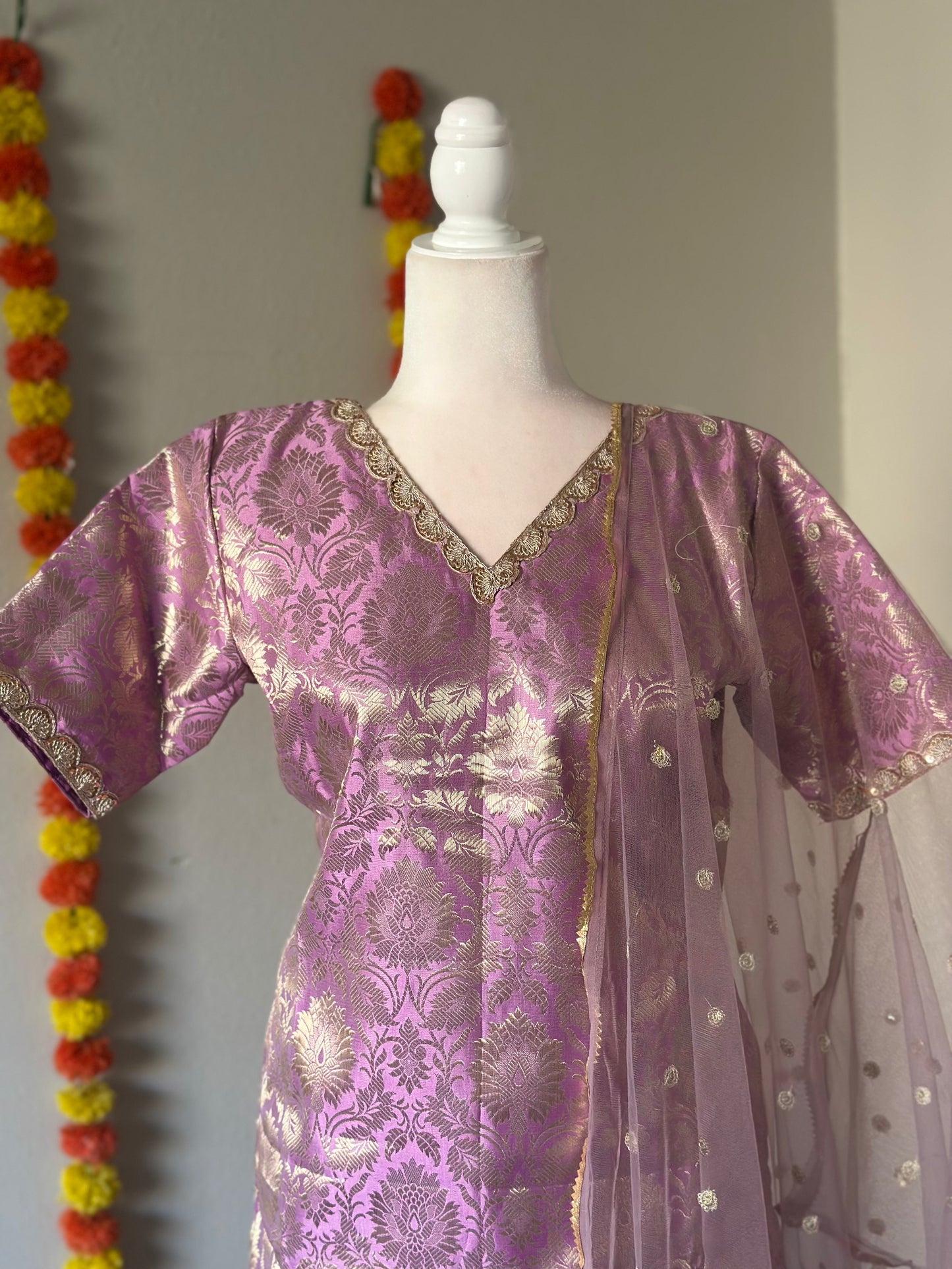 Lavender Banarasi Festive Salwar set