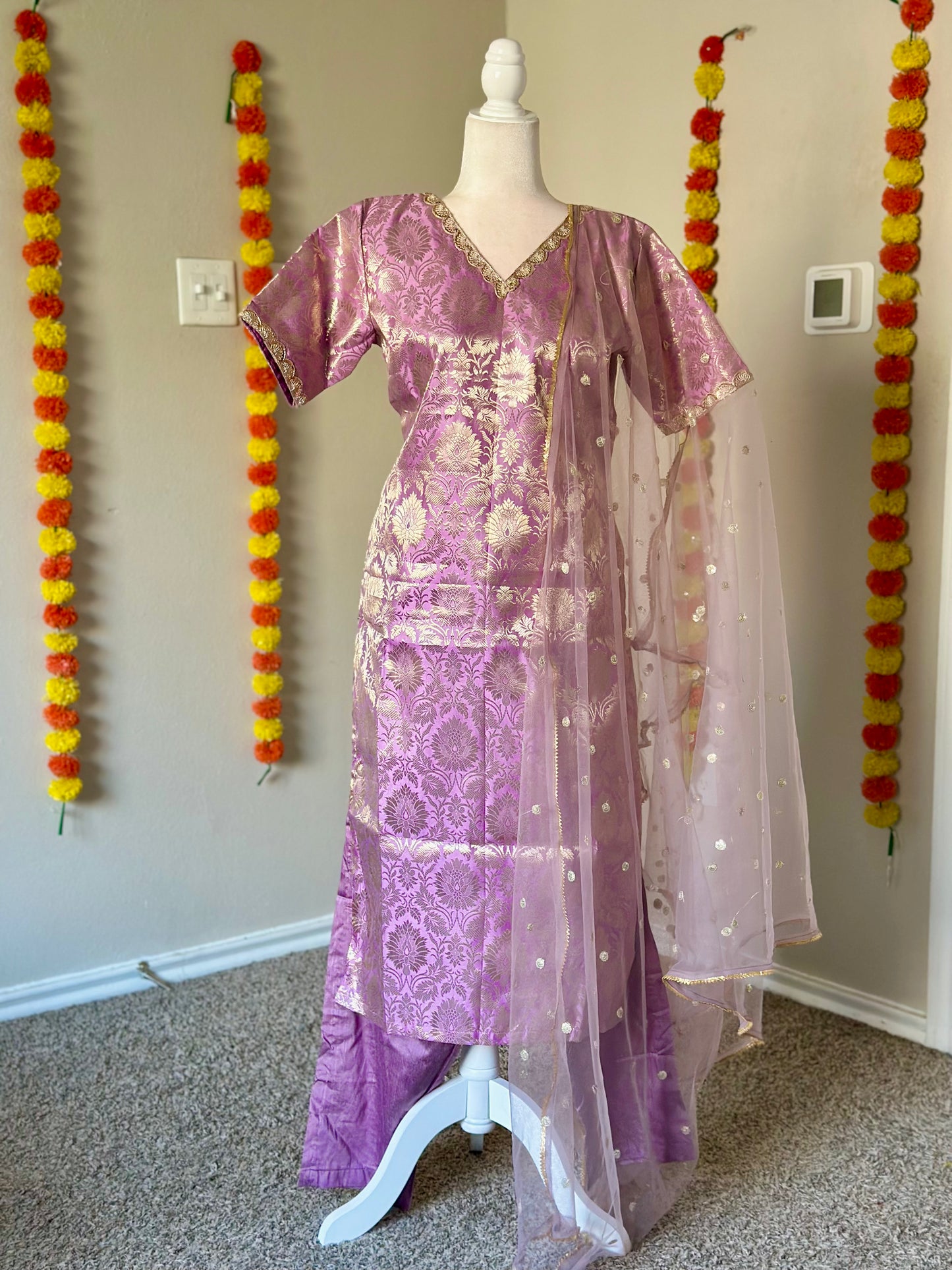 Lavender Banarasi Festive Salwar set