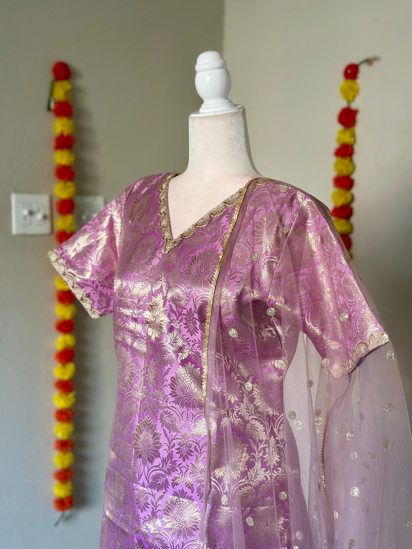 Lavender Banarasi Festive Salwar set