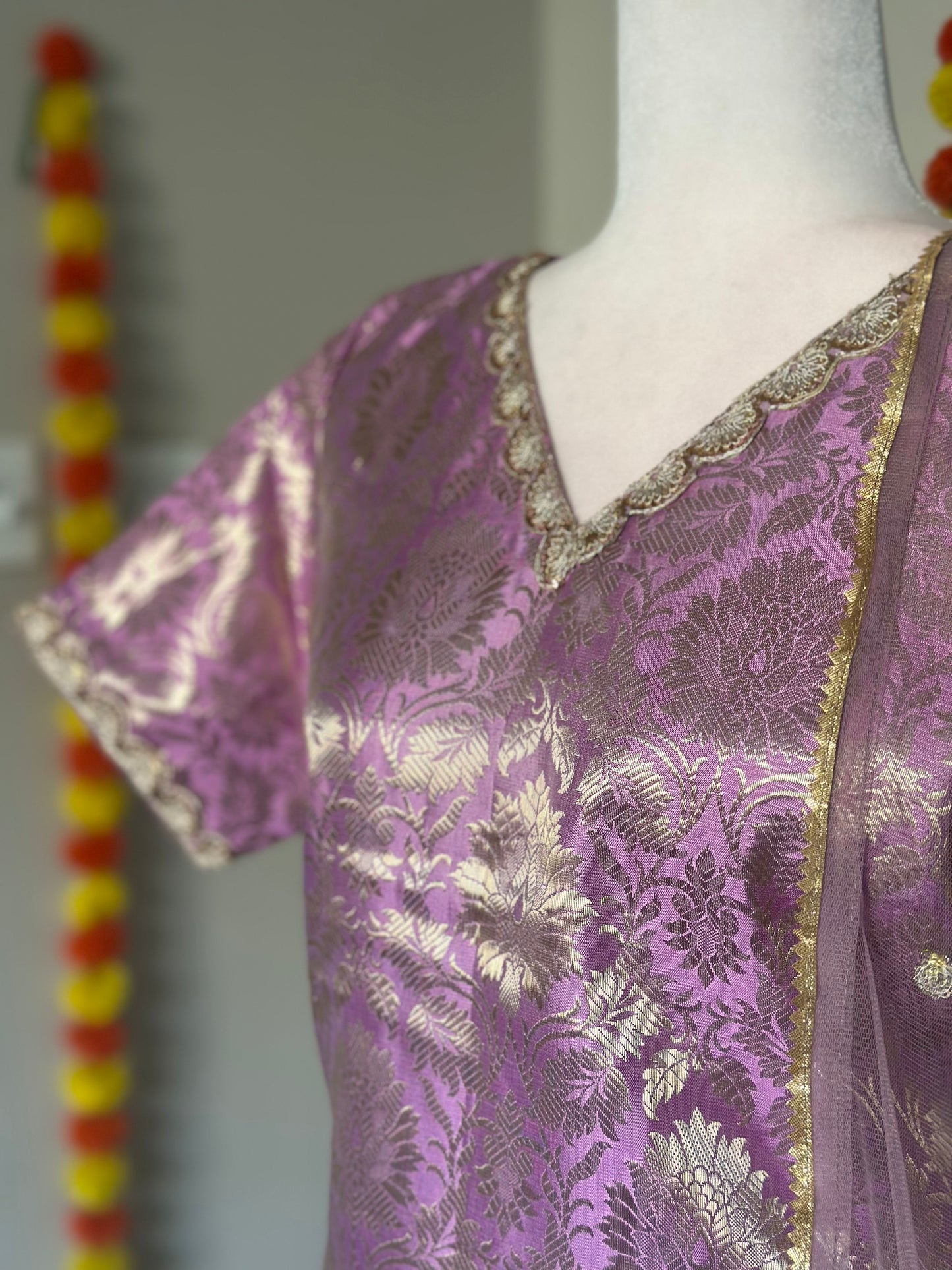 Lavender Banarasi Festive Salwar set