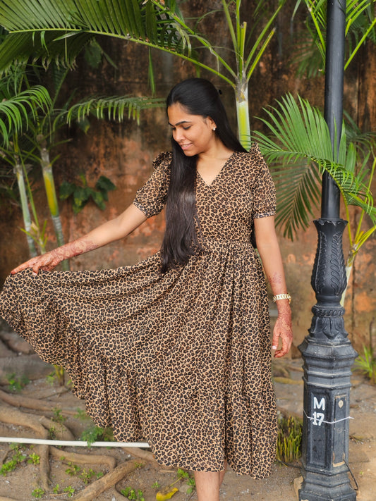 Animal Printed Chiffon Dress