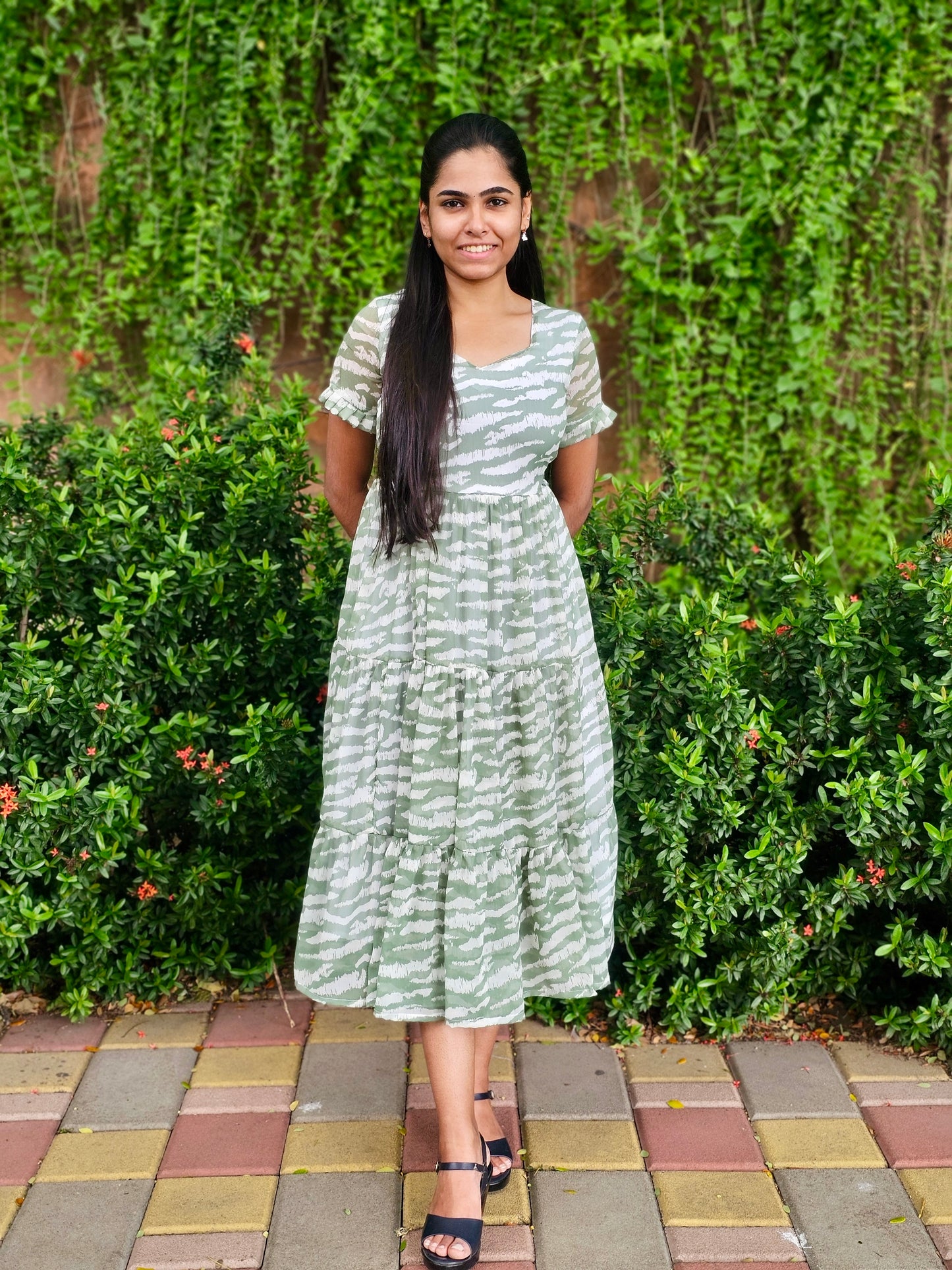 Pastel green chiffon dress