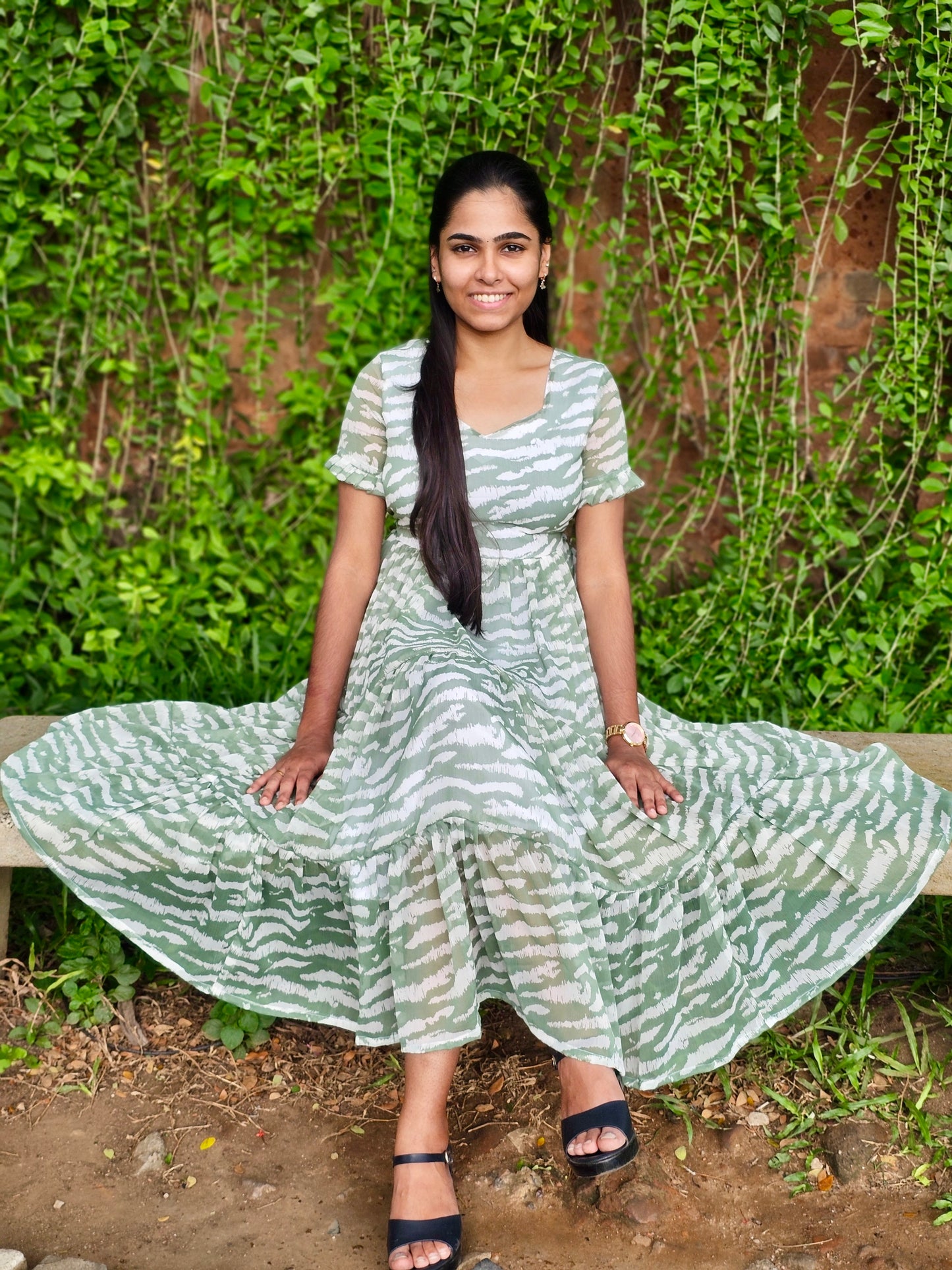 Pastel green chiffon dress