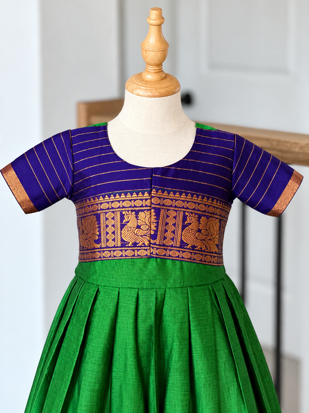 Green and purple Narayanpet frocks
