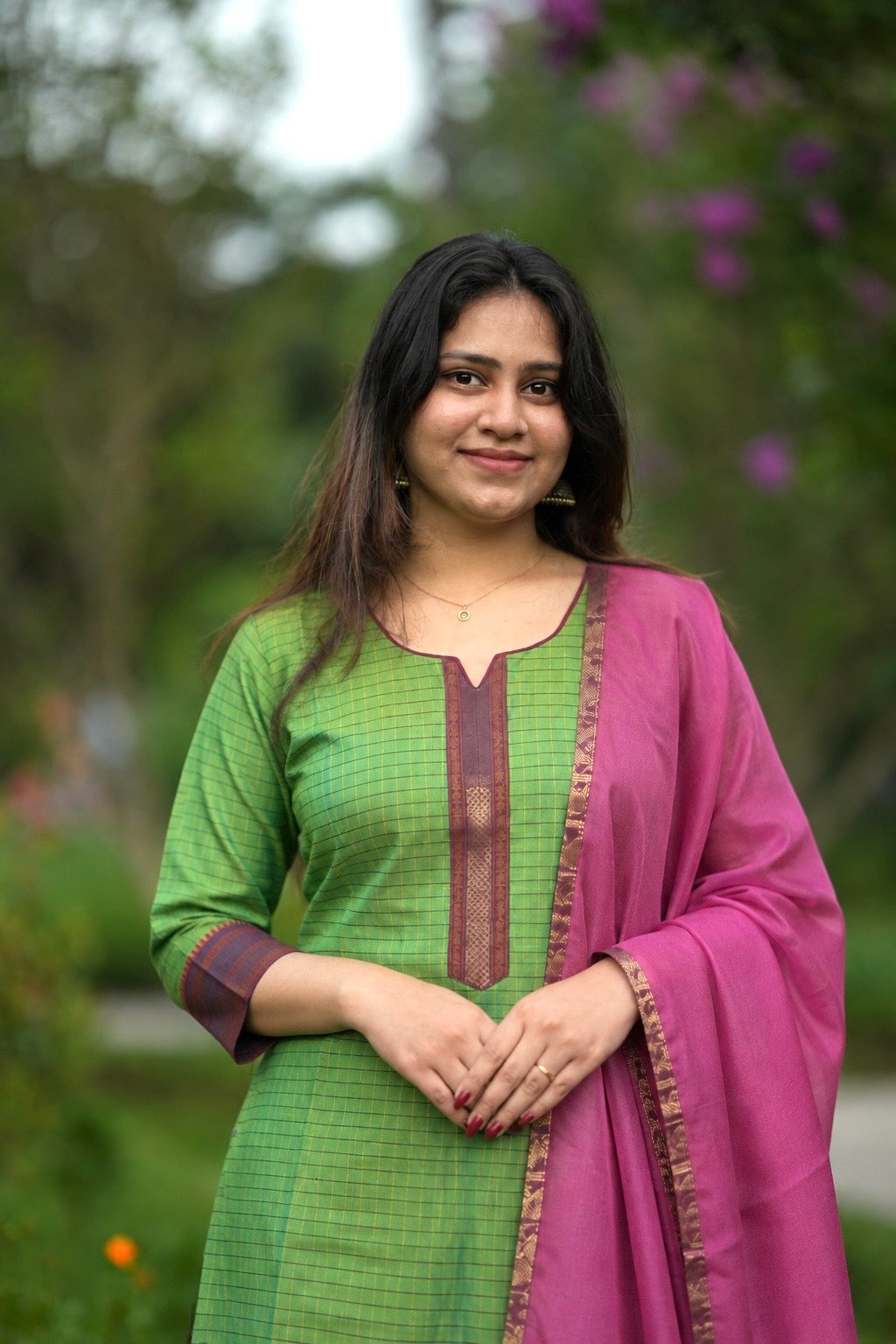 Green checks Kanchi cotton salwar set