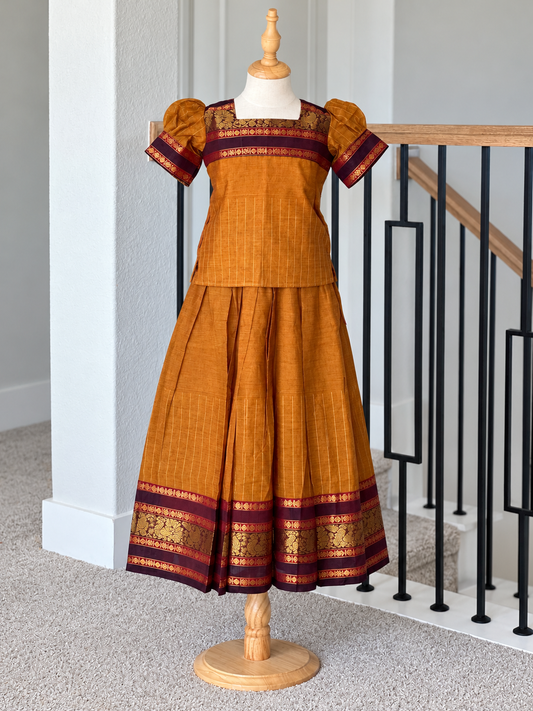 Mustard Kanchi cotton skirt and top