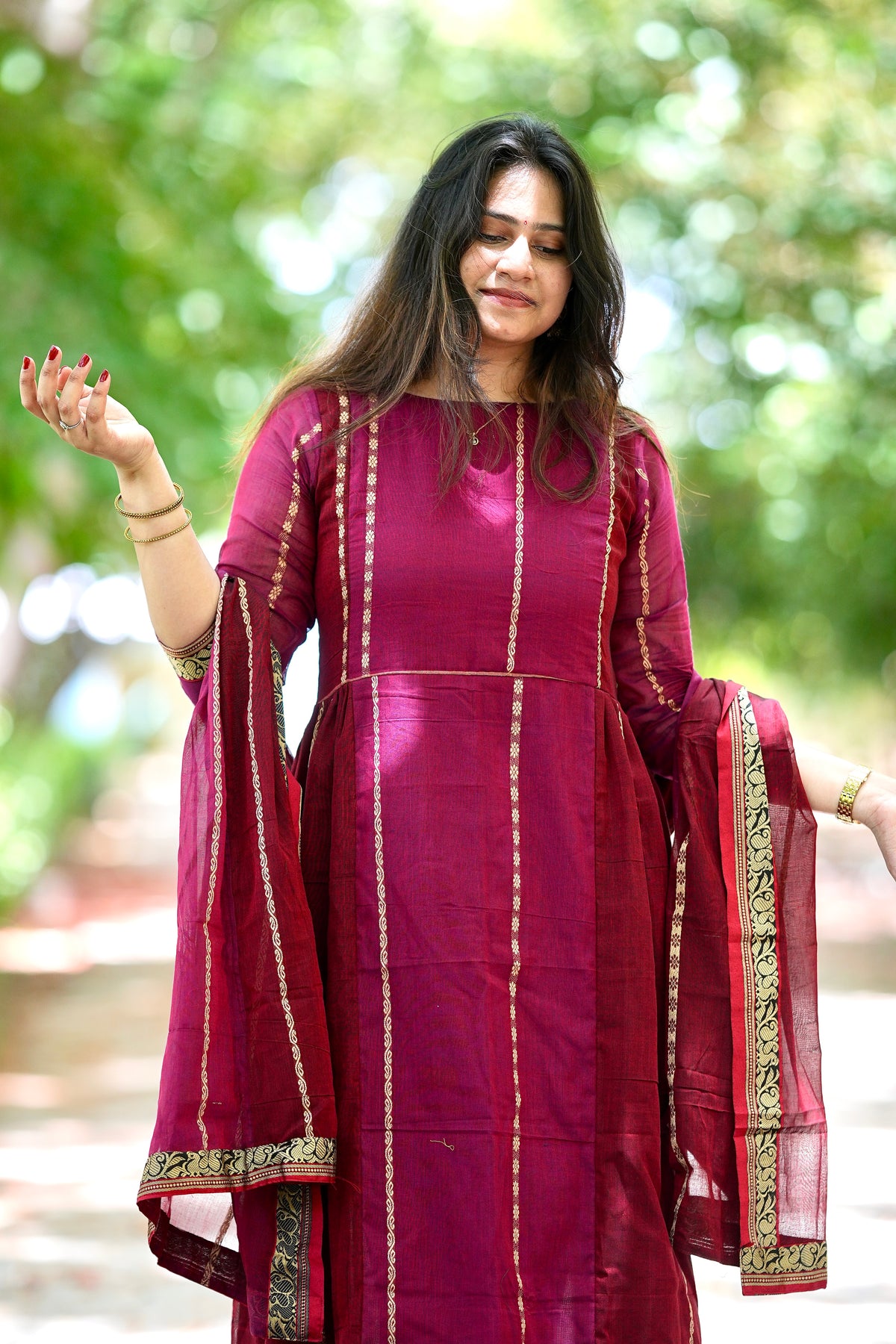 Pink and maroon Narayanpet A line set