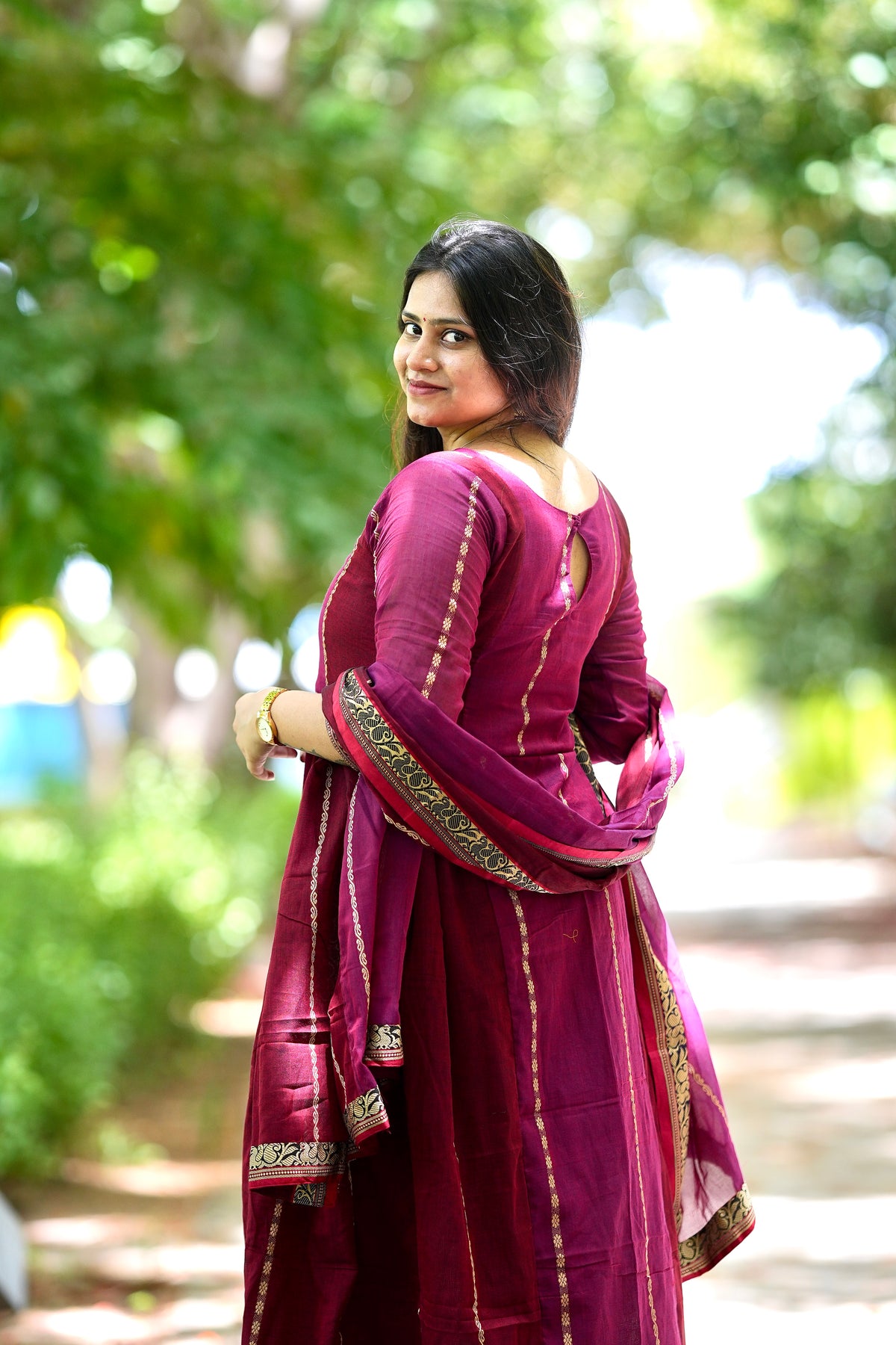Pink and maroon Narayanpet A line set