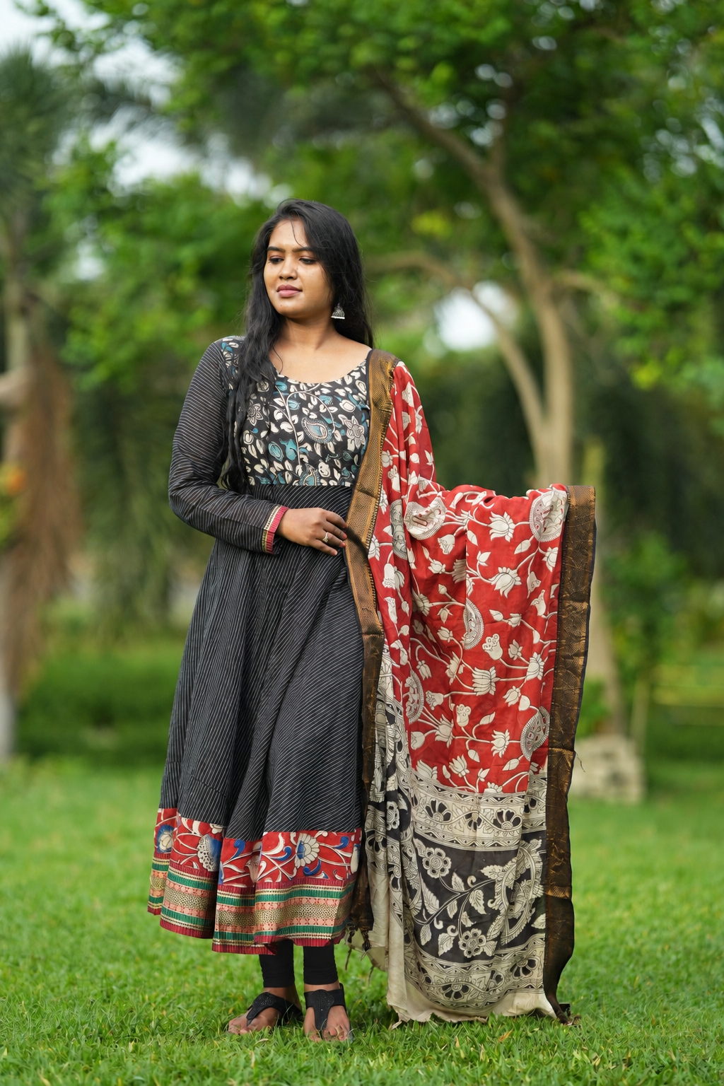 Black Narayanpet and kalamkari anarakali