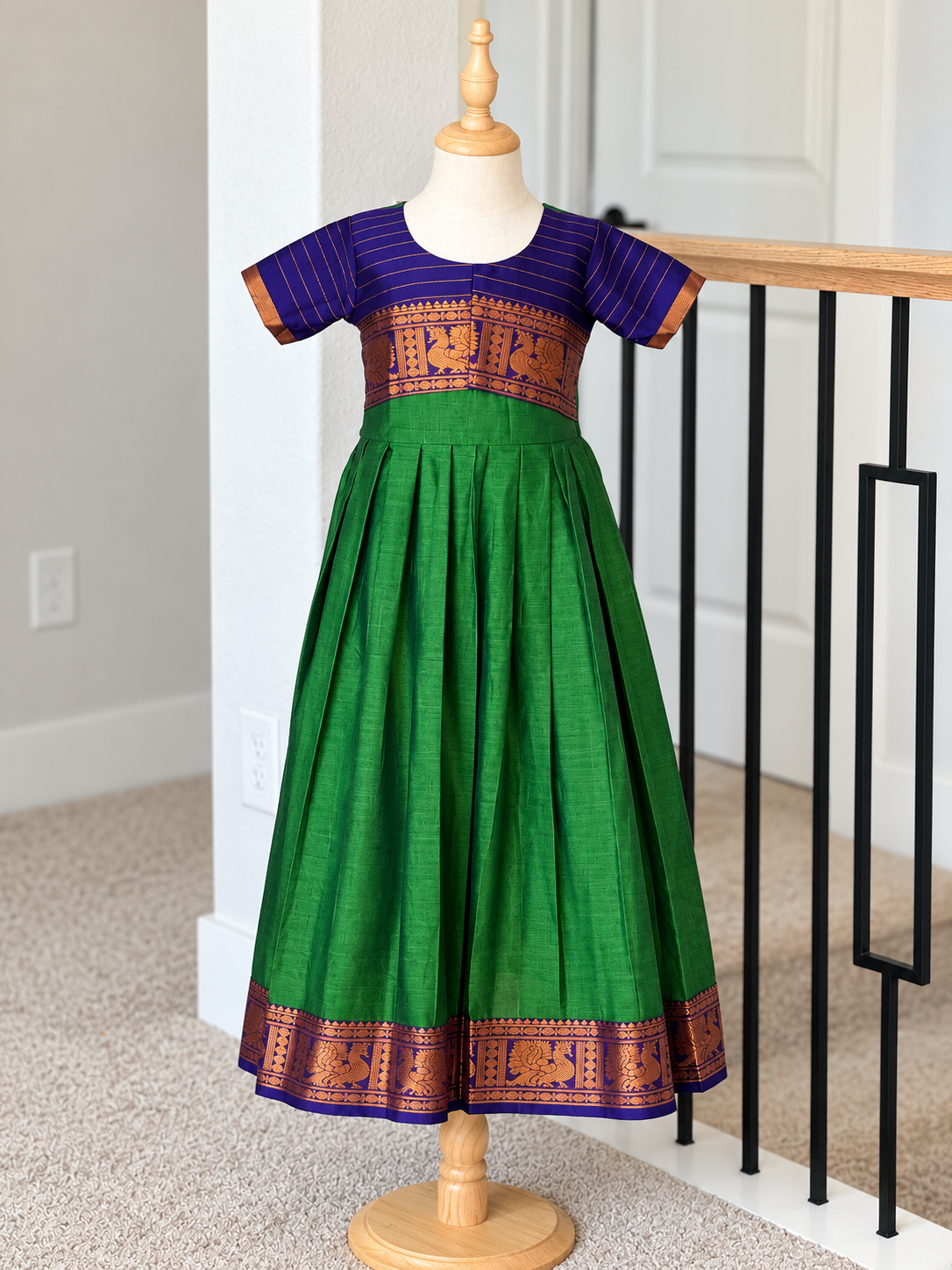 Green and purple Narayanpet frocks