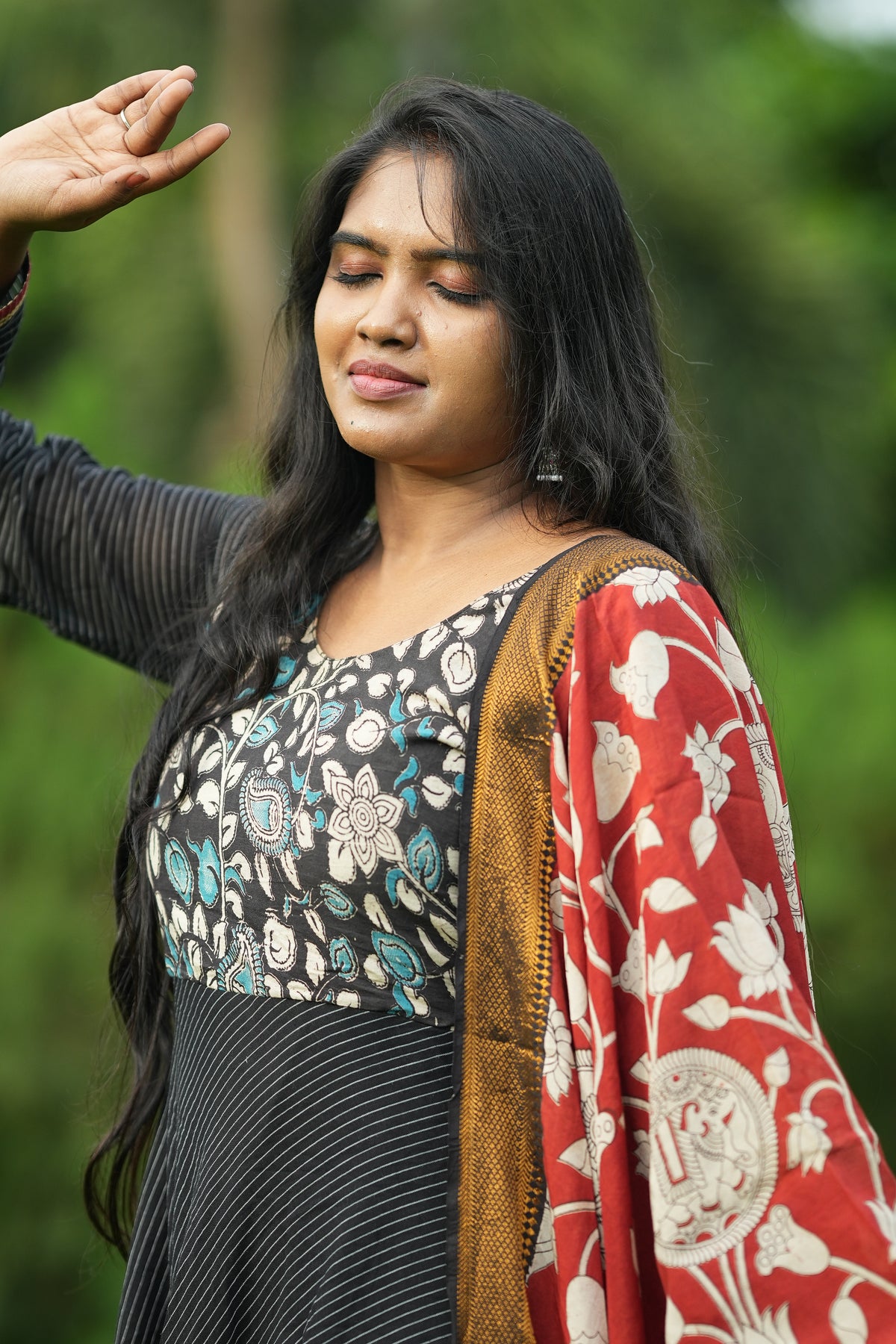 Black Narayanpet and kalamkari anarakali