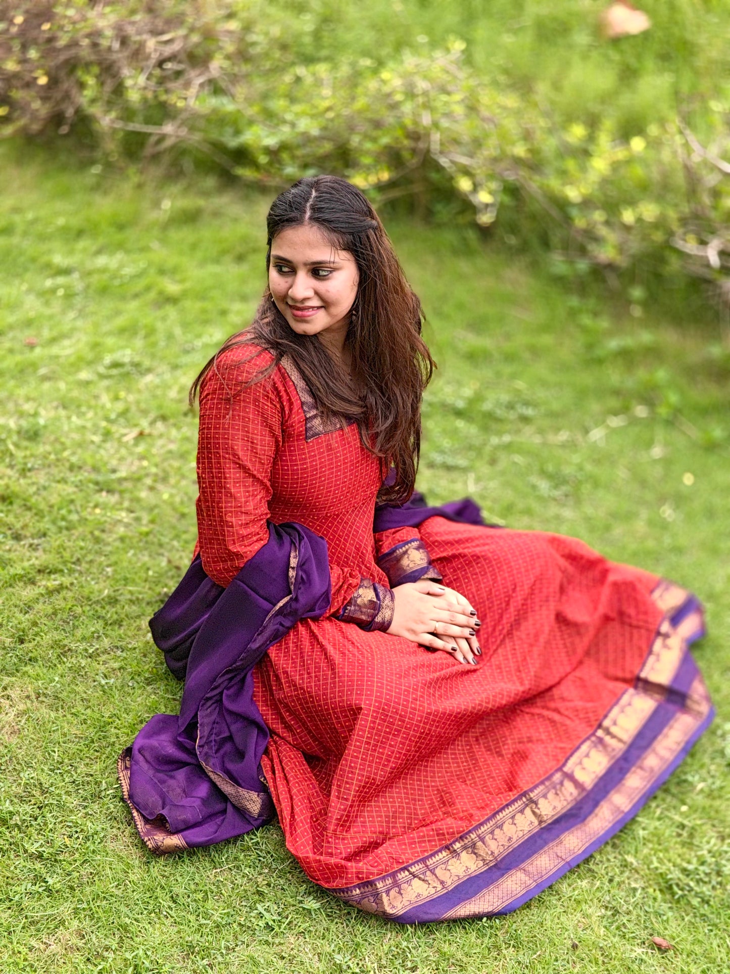 Rust Orange & Purple Festive Anarkali