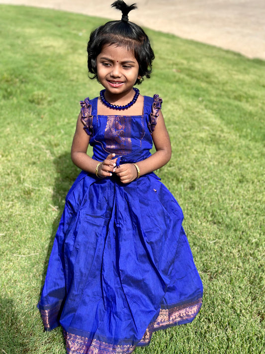 Blue Kalyani Cotton skirt and Top