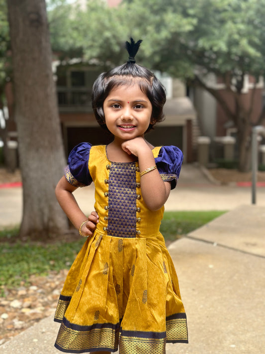 Yellow and blue ethnic frock