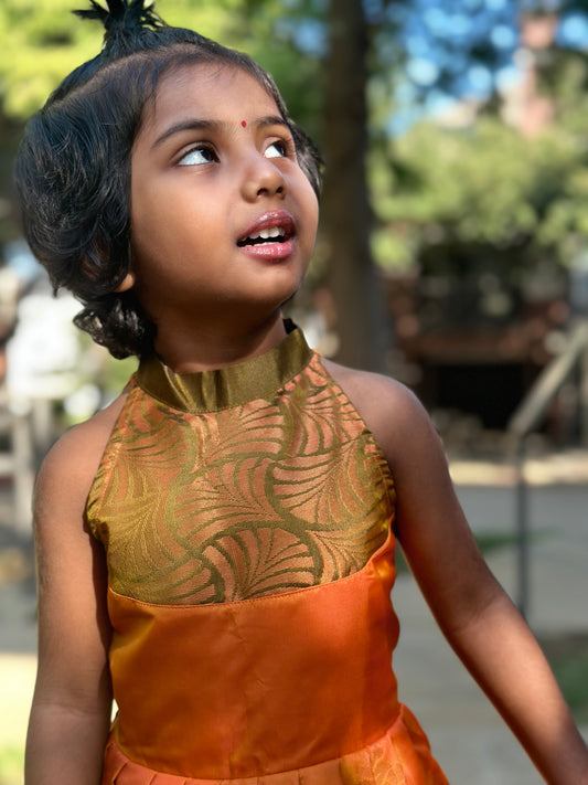 Earthy Orange Halter frock