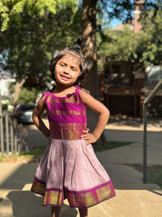 Onion pink and Majenta Kids ethnic frock