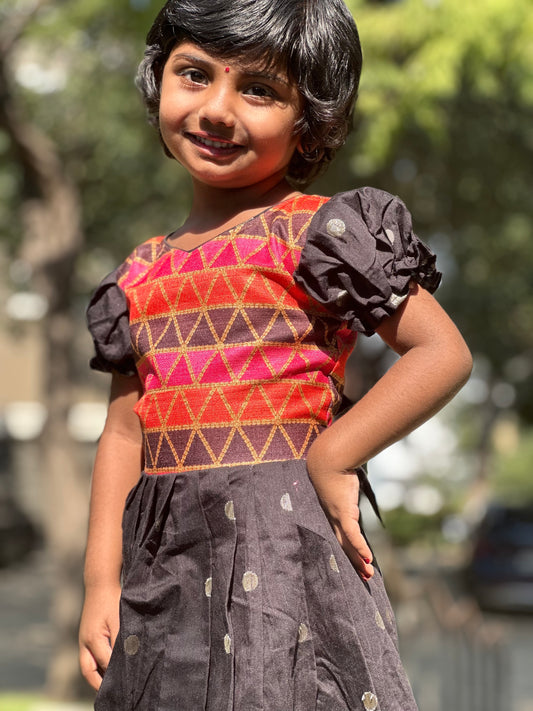 Black Raw silk Frock