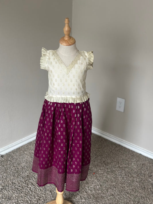 Wine georgette Banarasi skirt and Top