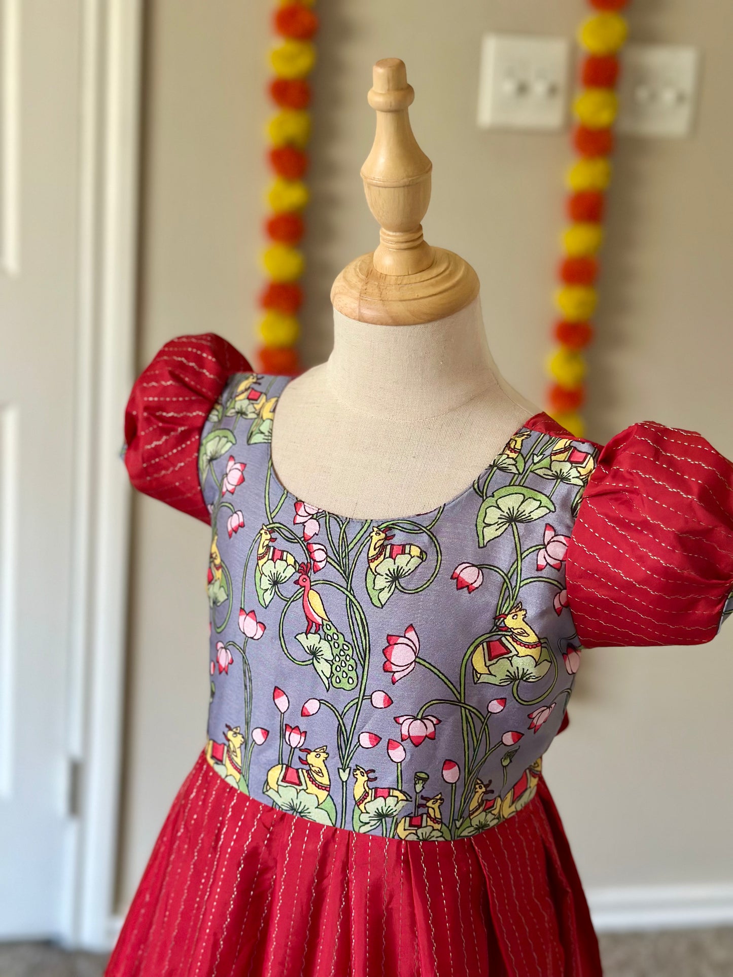 Red Pichwai printed frock