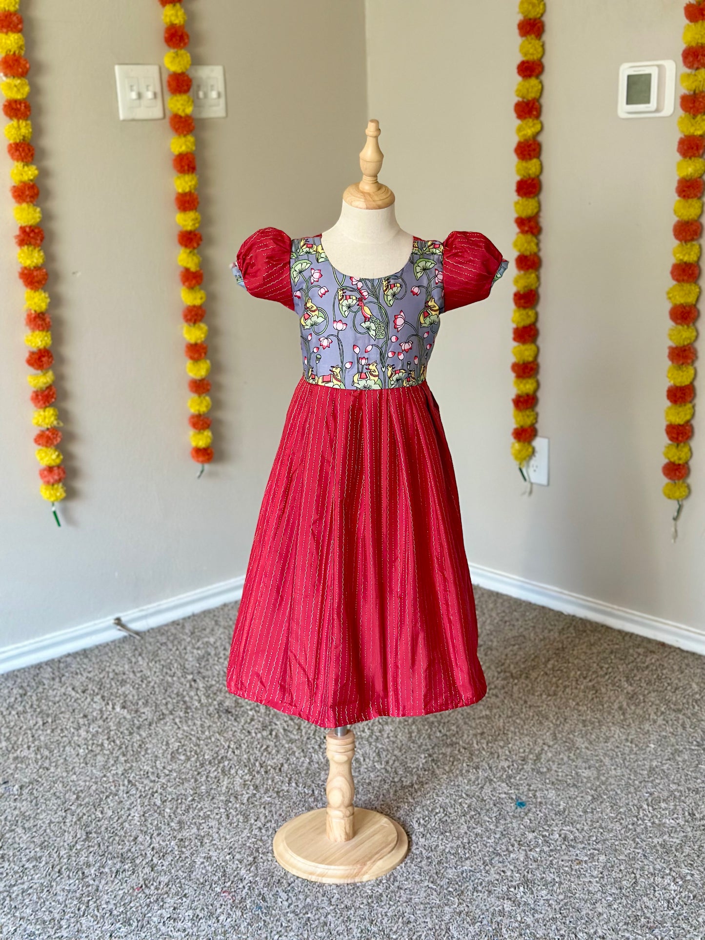 Red Pichwai printed frock