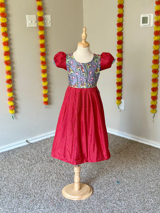 Red Pichwai printed frock