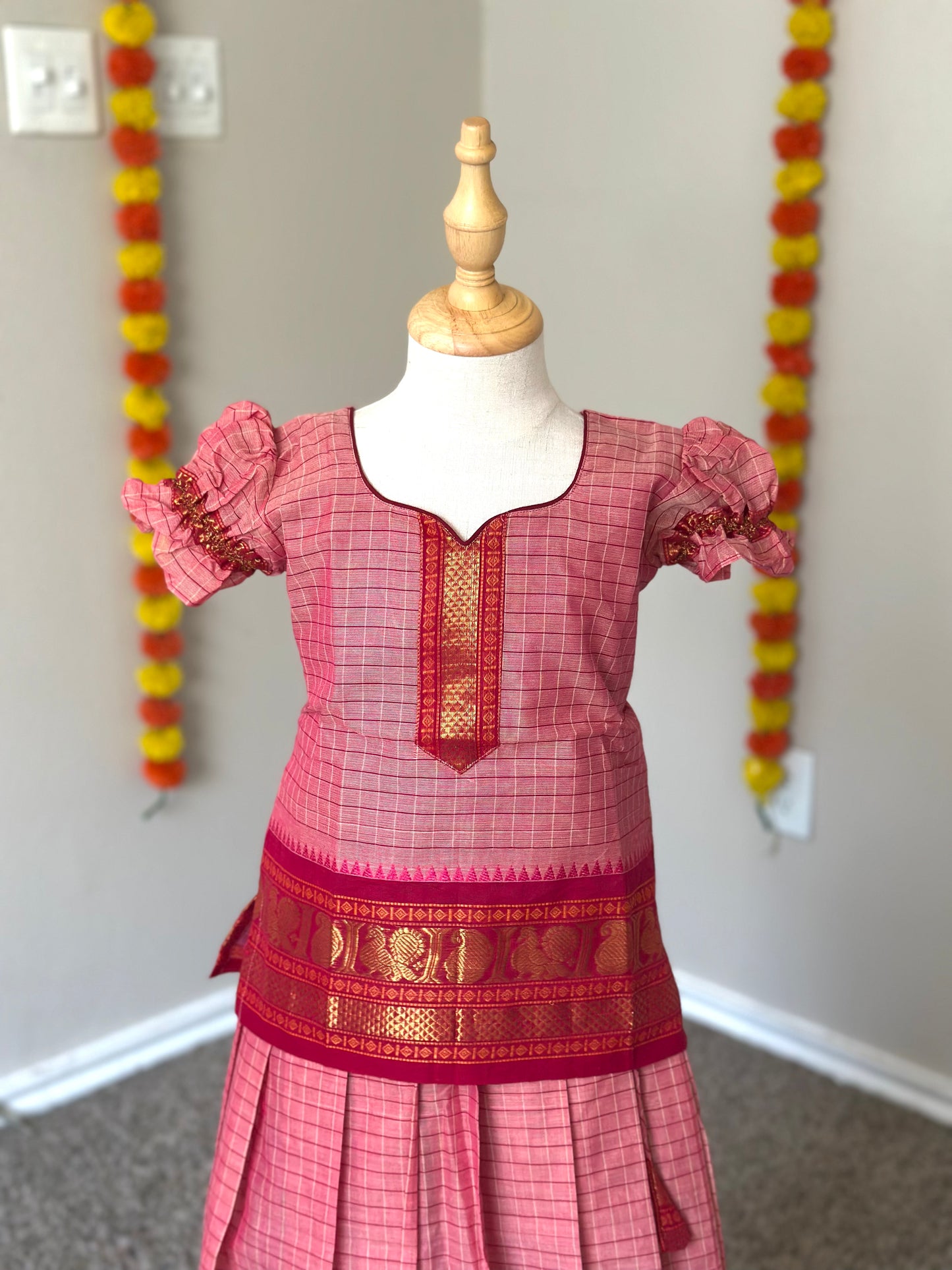 Pink Kanchi cotton skirt and top