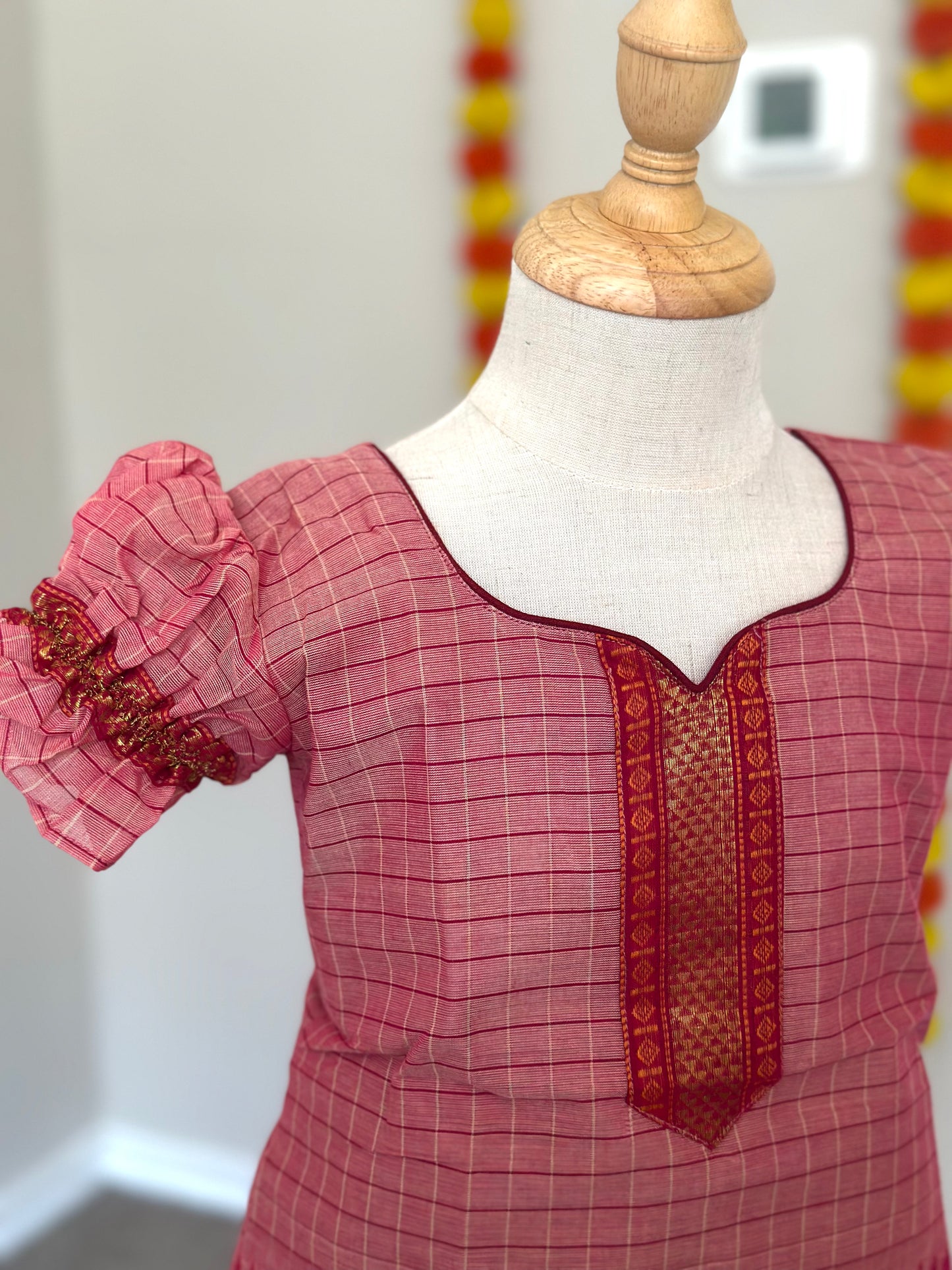 Pink Kanchi cotton skirt and top